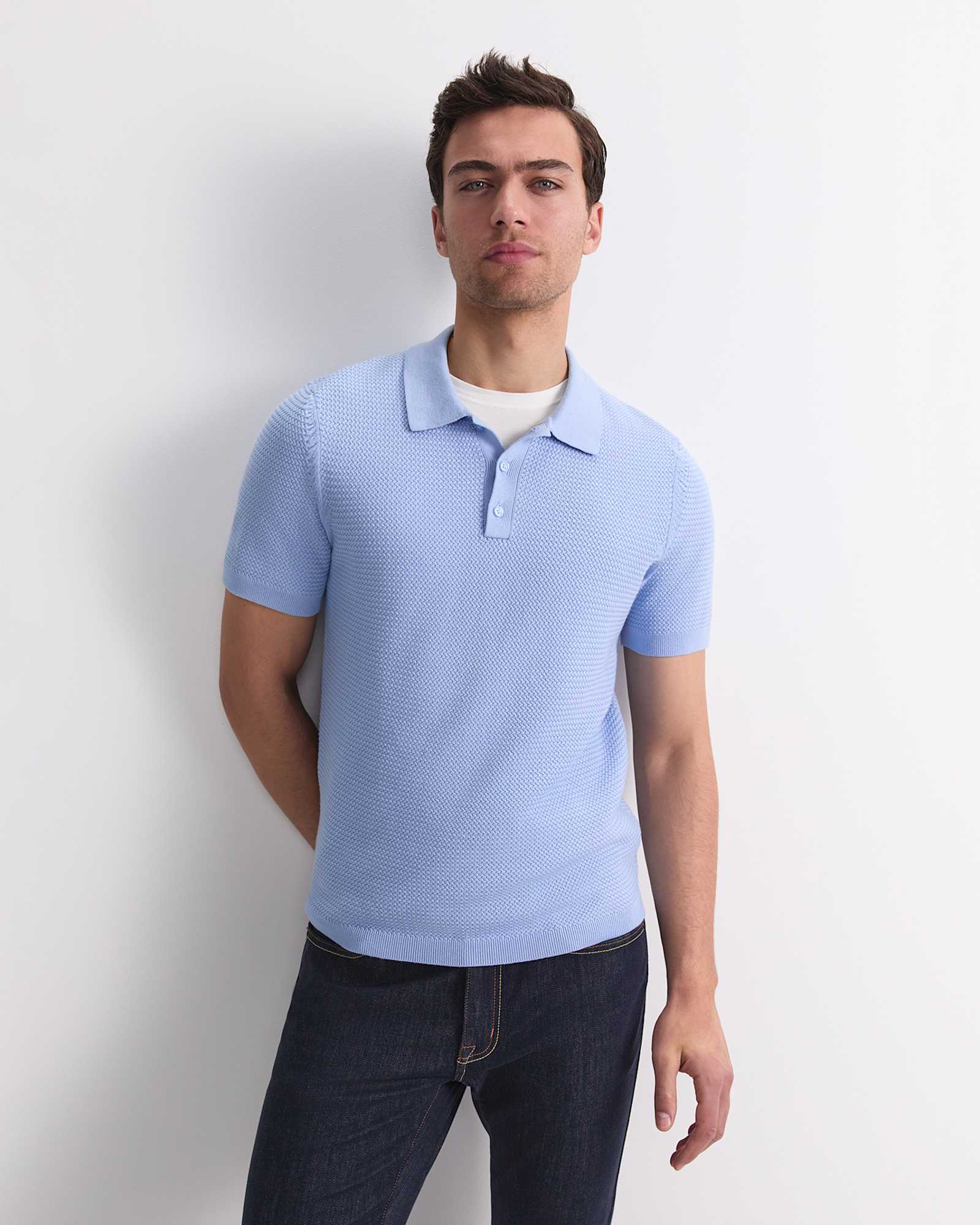 Alec Knit Polo in PALE BLUE