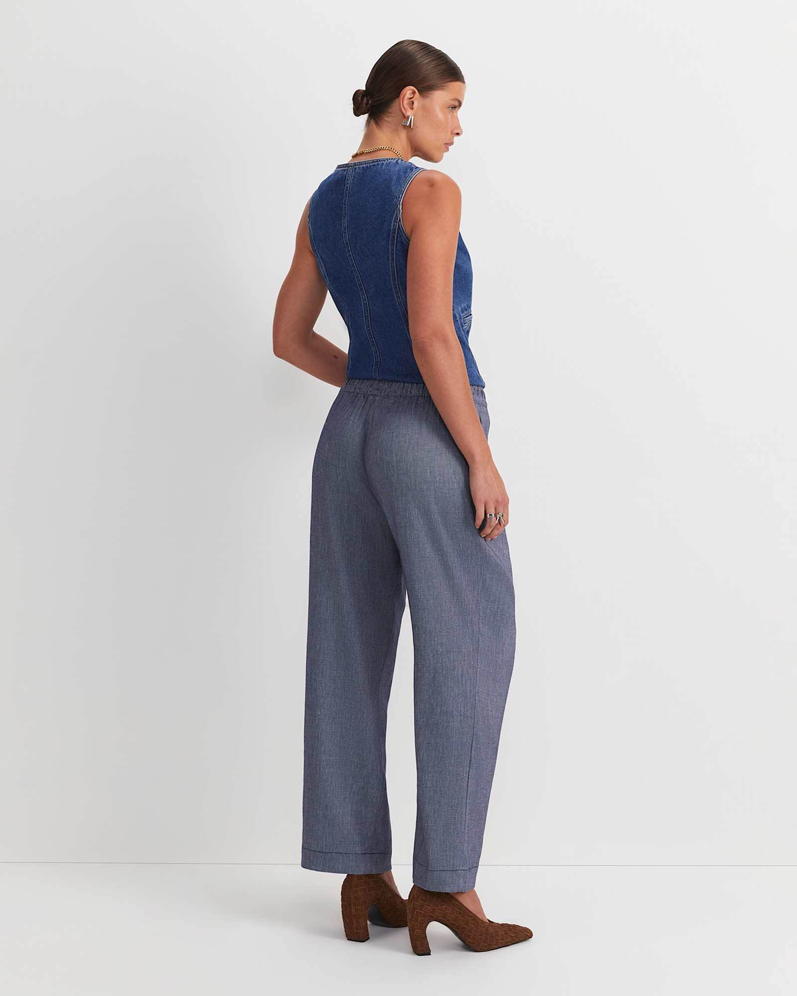 Rosa Wide Leg Linen Pant in INDIGO