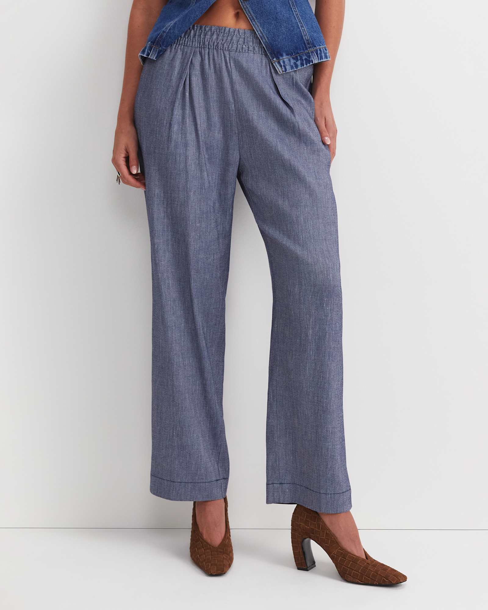 Rosa Wide Leg Linen Pant in INDIGO