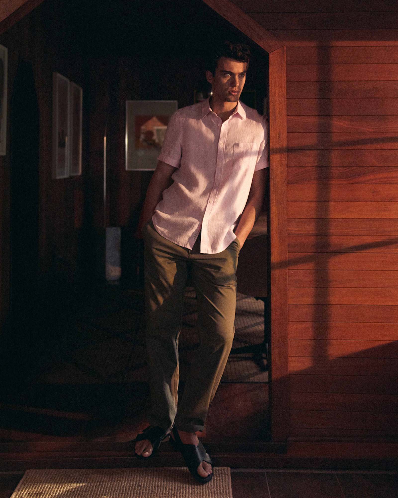 Caffery Yarn-Dyed Linen Pant in KHAKI