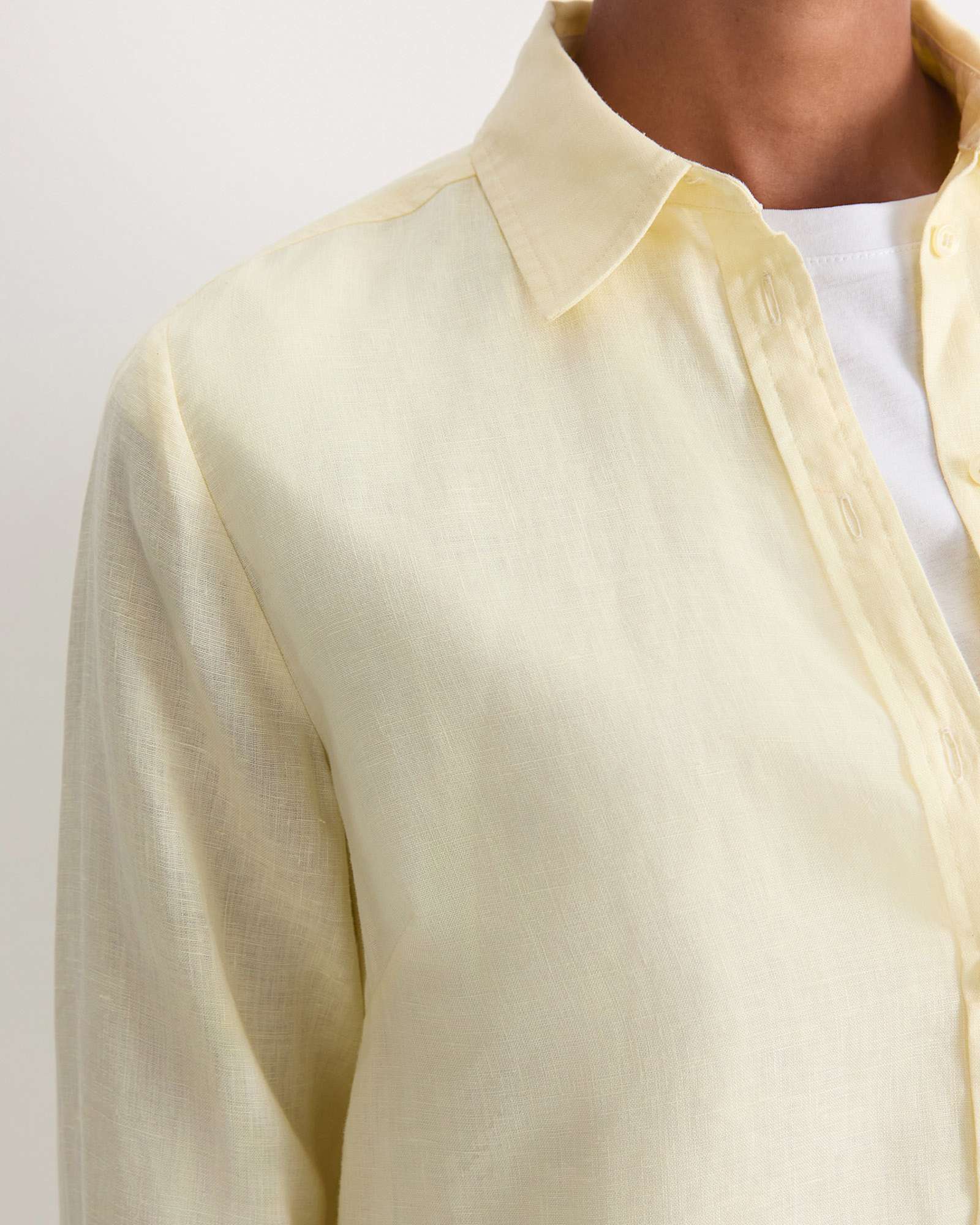 Dahlia Long Sleeve Linen Shirt in LEMON