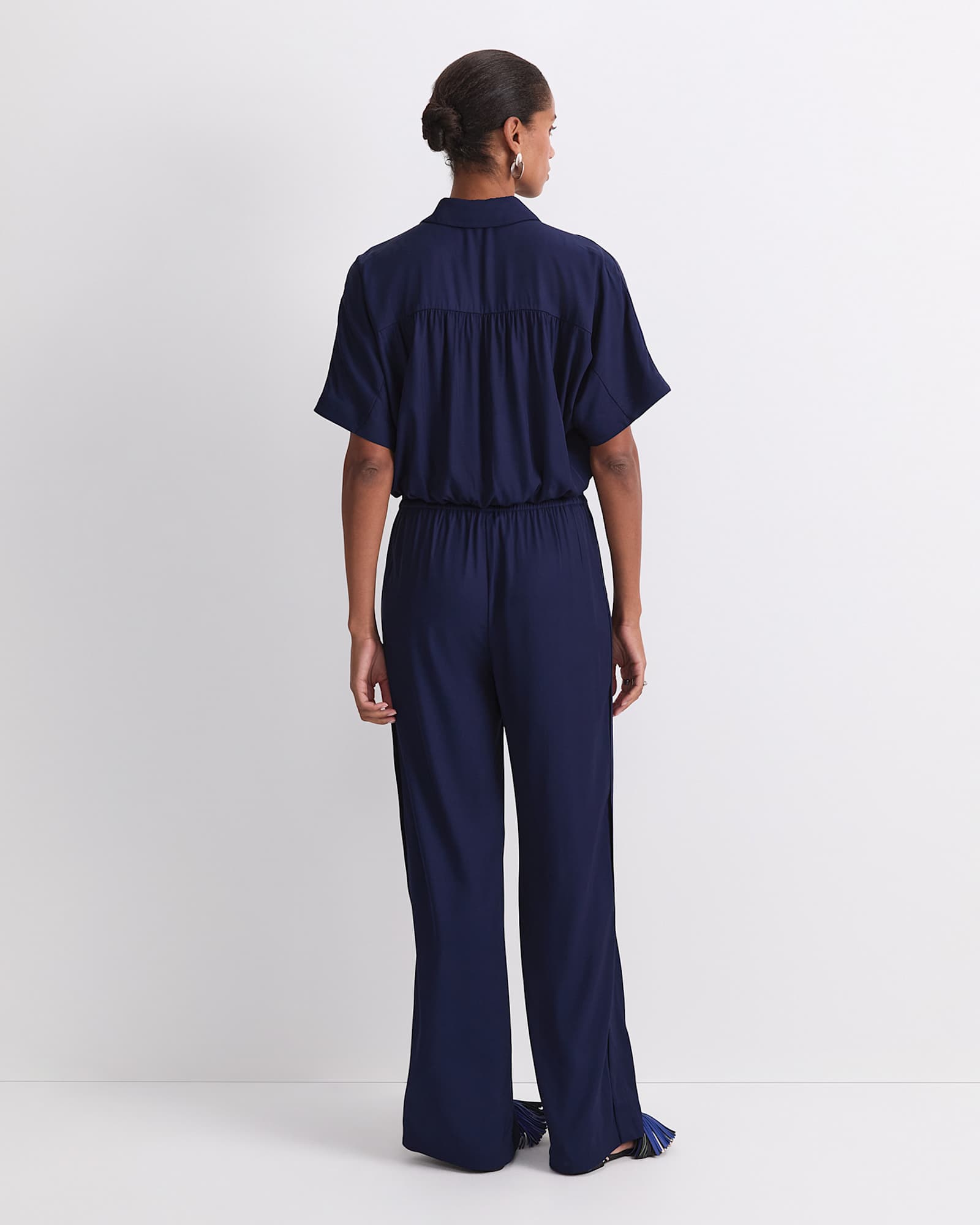 Meryem Wide Leg Pant in NAVY