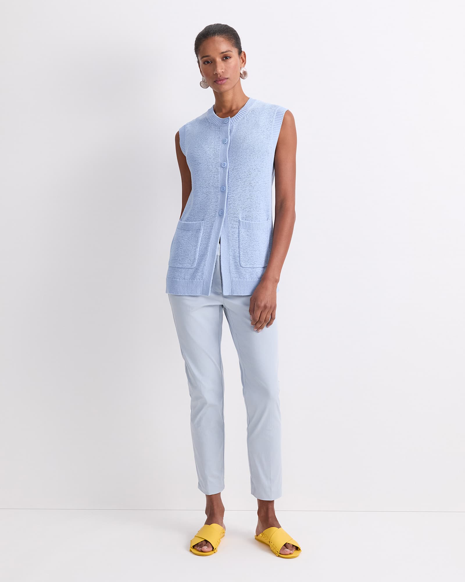 Josie Tape Yarn Vest in BLUE MIST