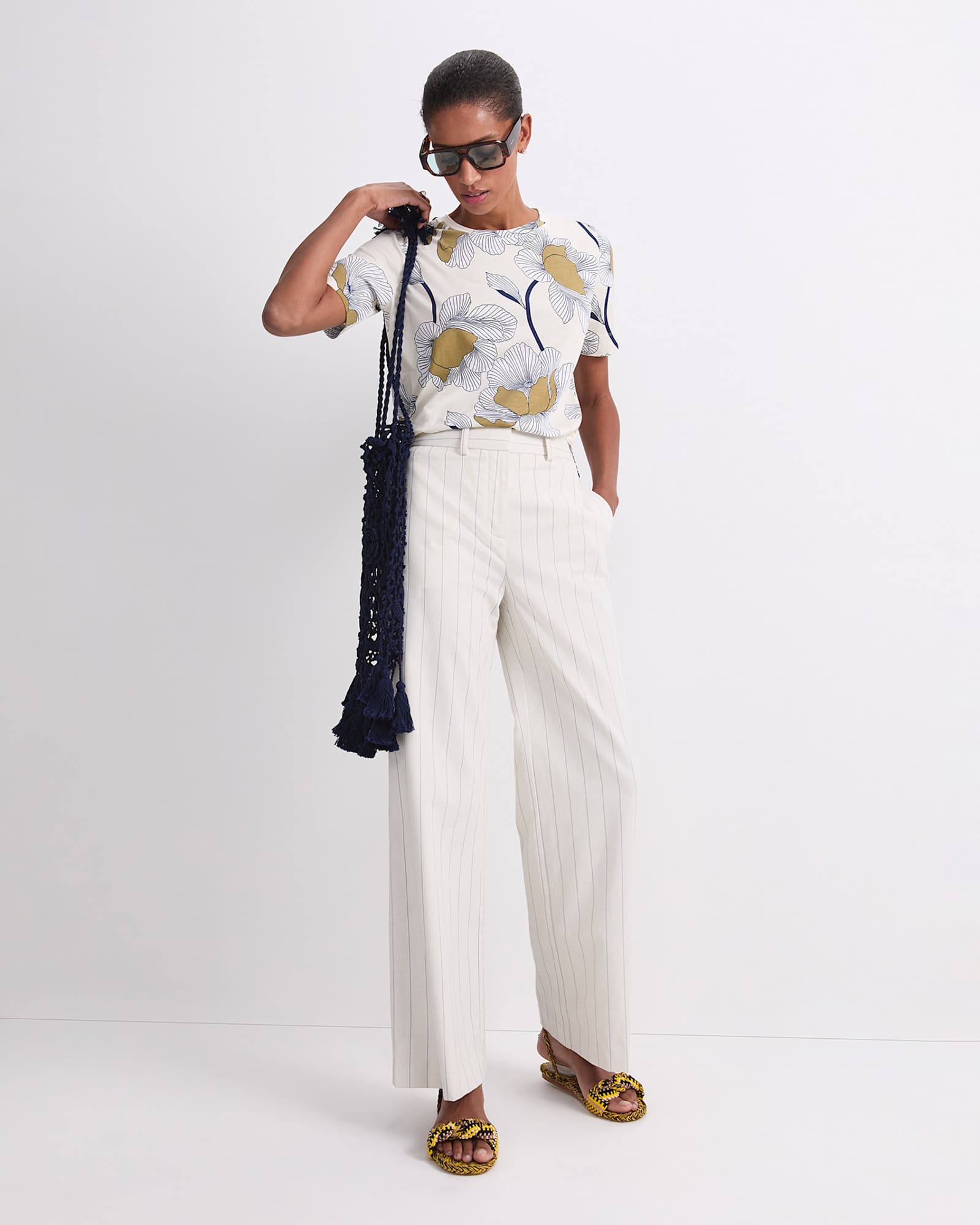 Manon Mercerised Cotton Tee in YELLOW MULTI