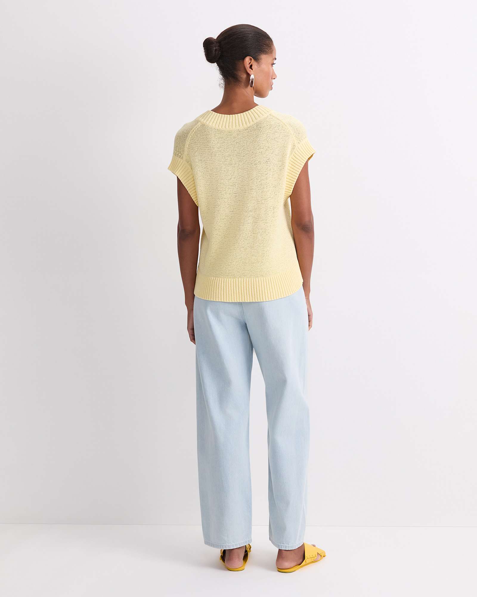 Josie Tape Yarn V-Neck Tank in LEMON