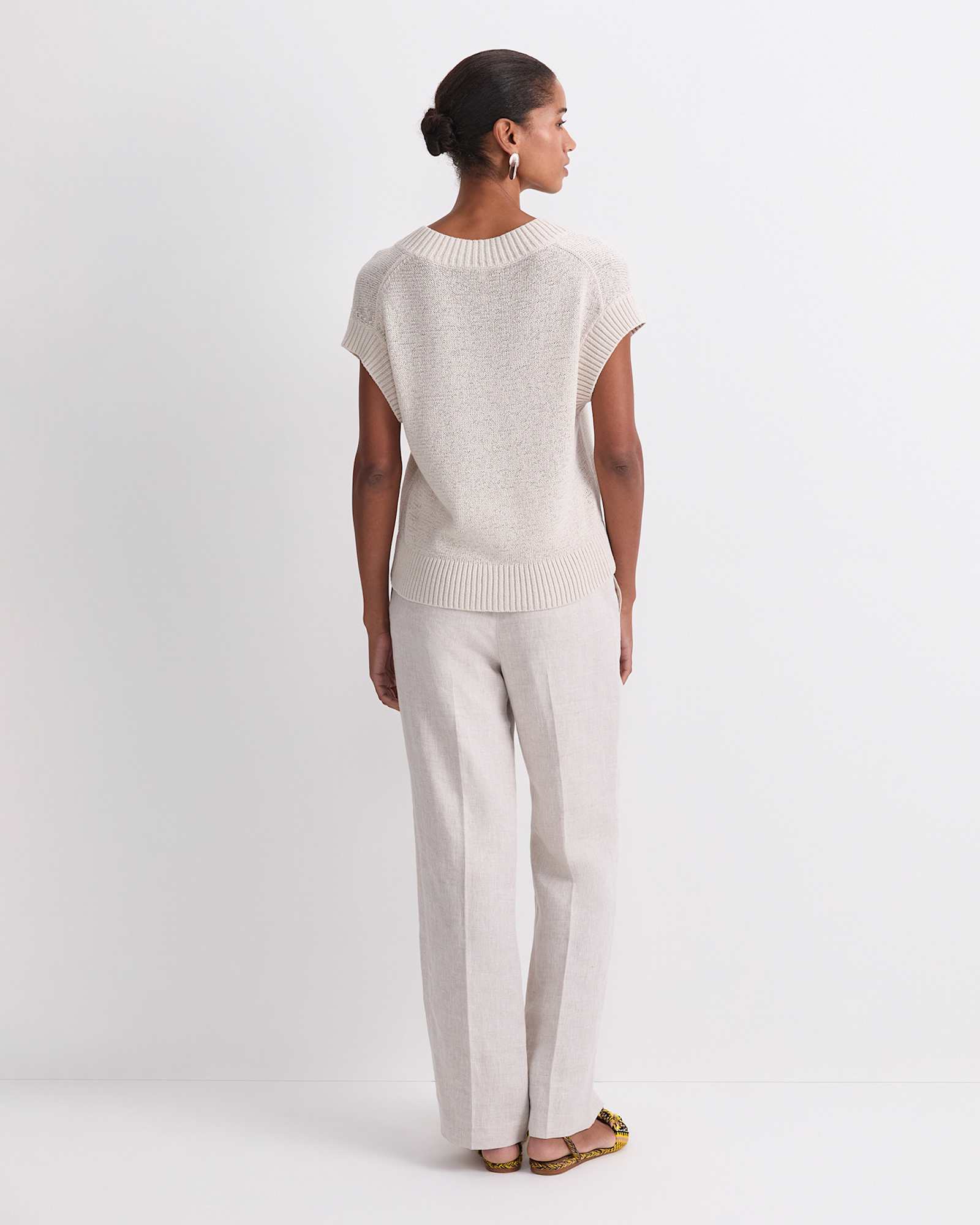Josie Tape Yarn V-Neck Tank in STRING