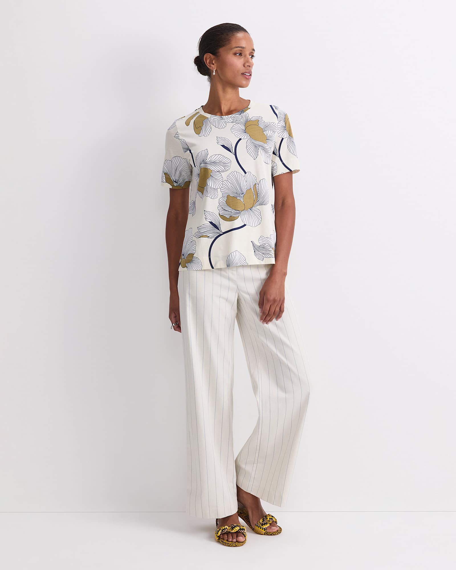 Manon Mercerised Cotton Tee in YELLOW MULTI