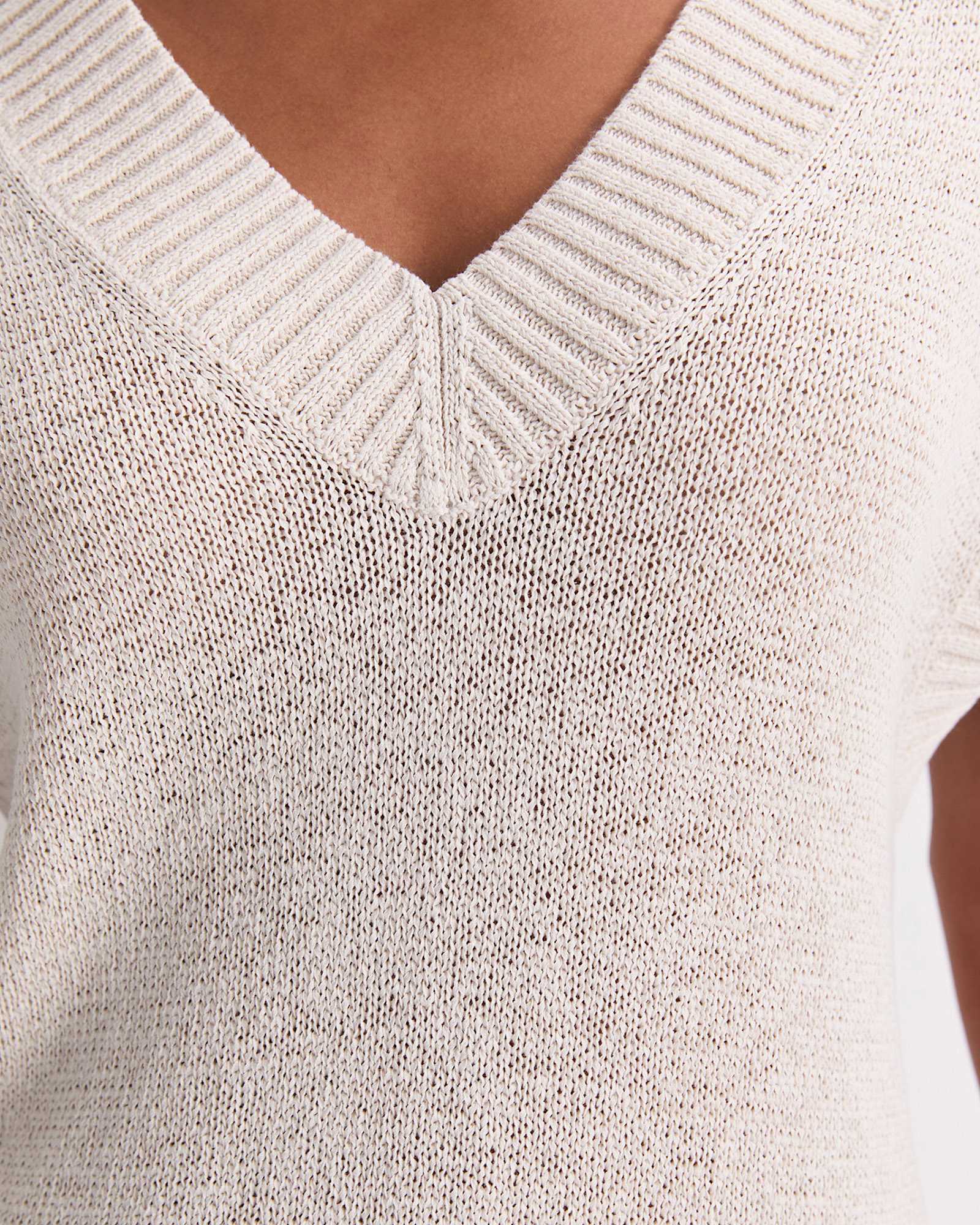 Josie Tape Yarn V-Neck Tank in STRING