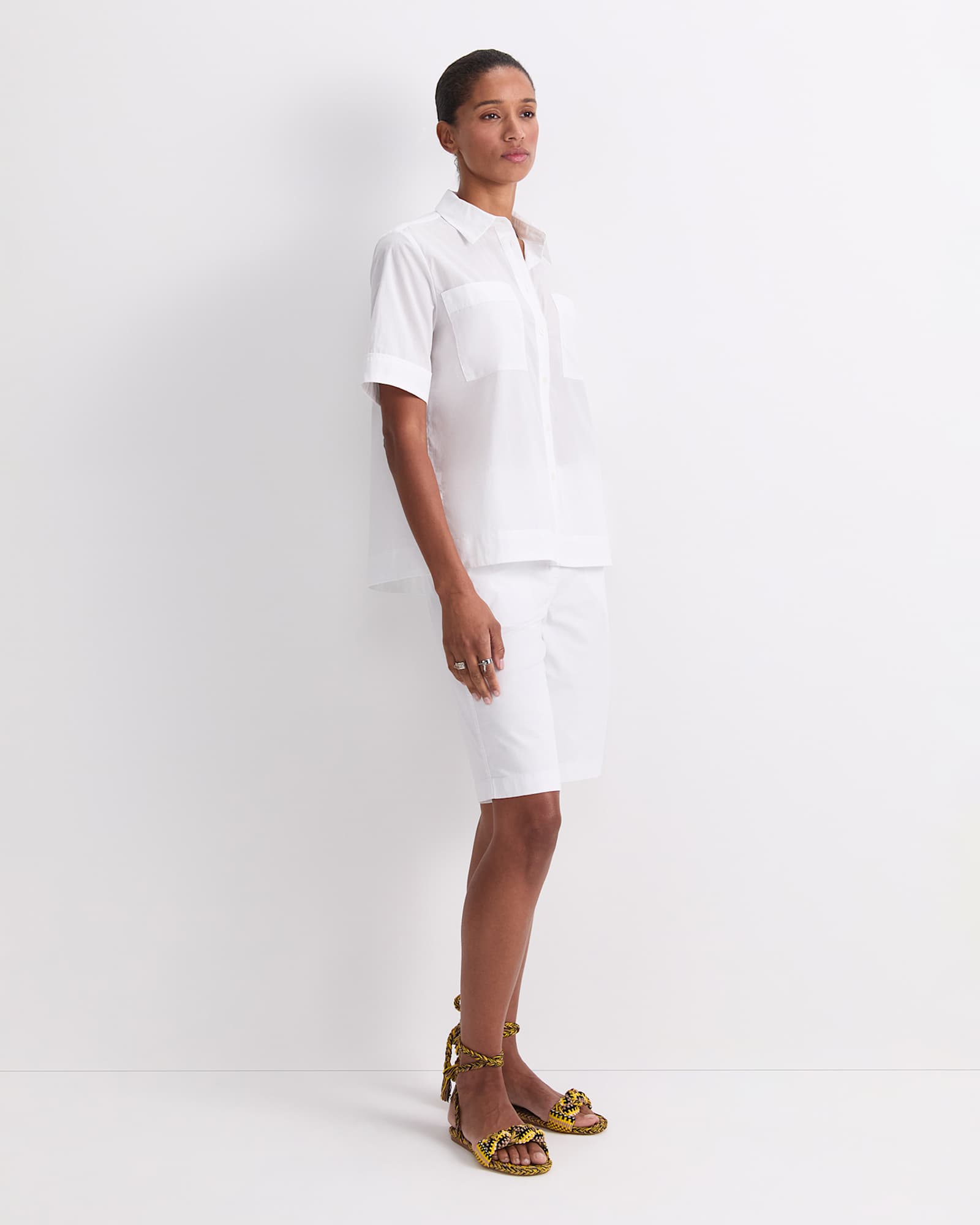 Short Sleeve Lily Voile Shirt in WHITE