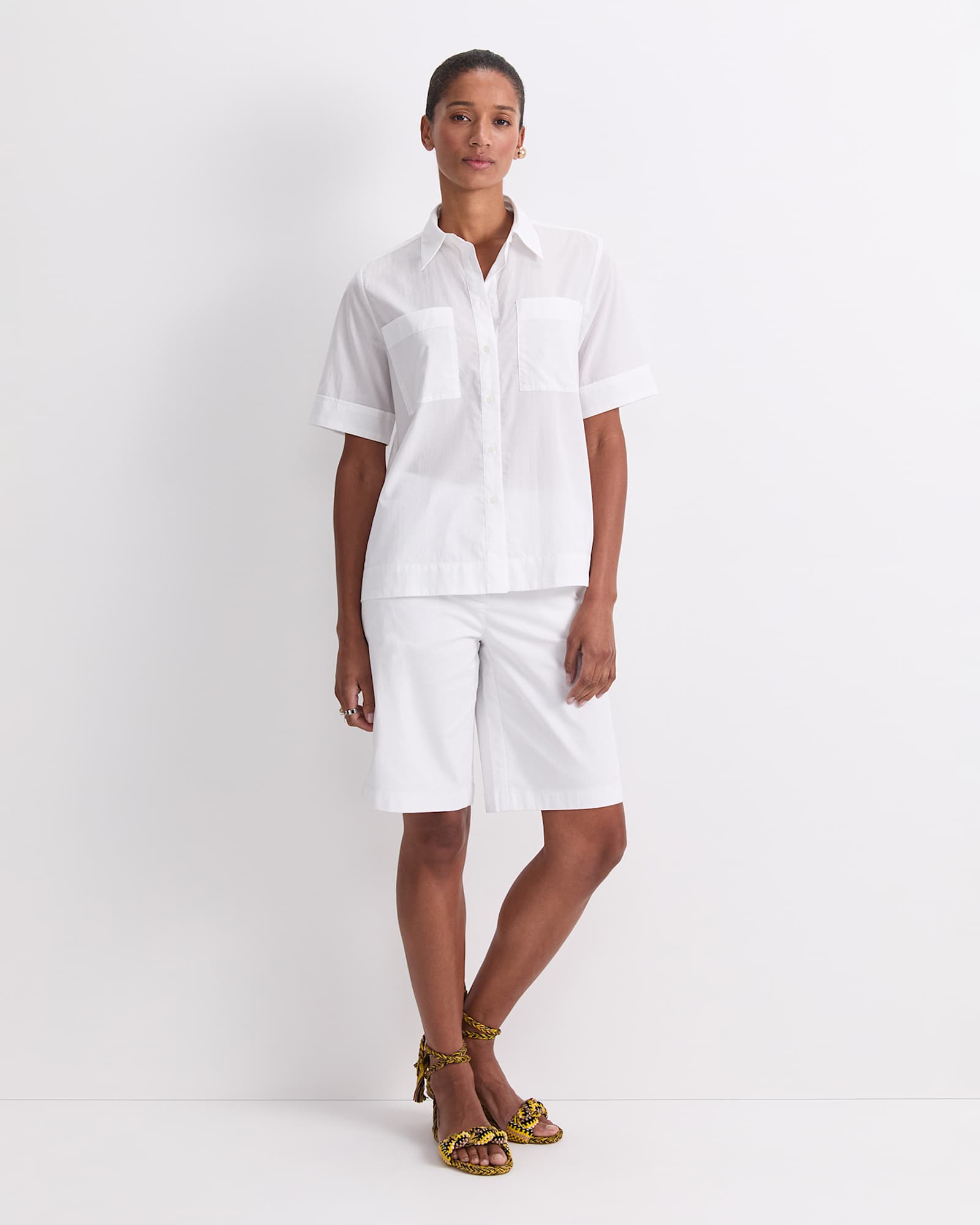 Short Sleeve Lily Voile Shirt in WHITE