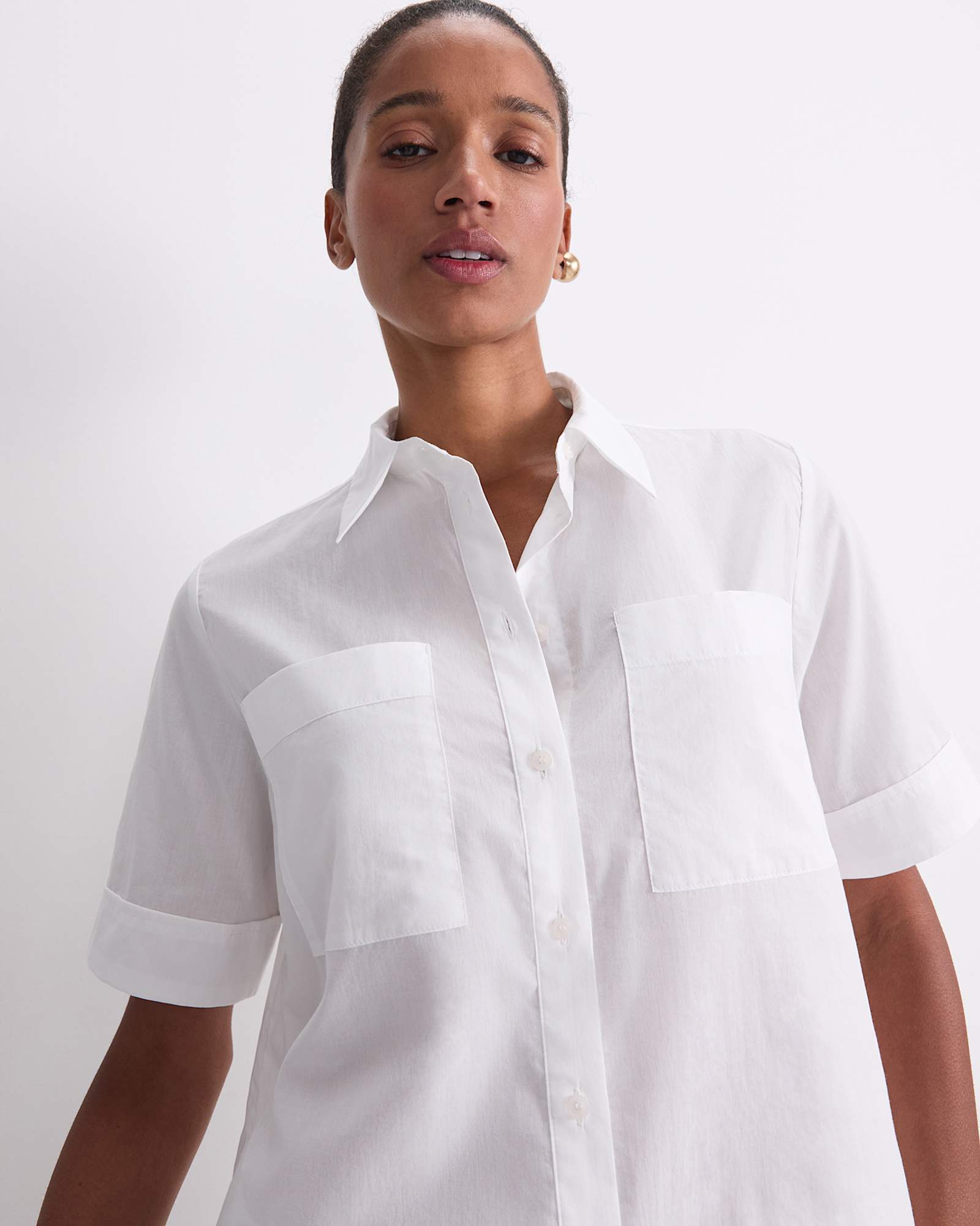 Short Sleeve Lily Voile Shirt in WHITE