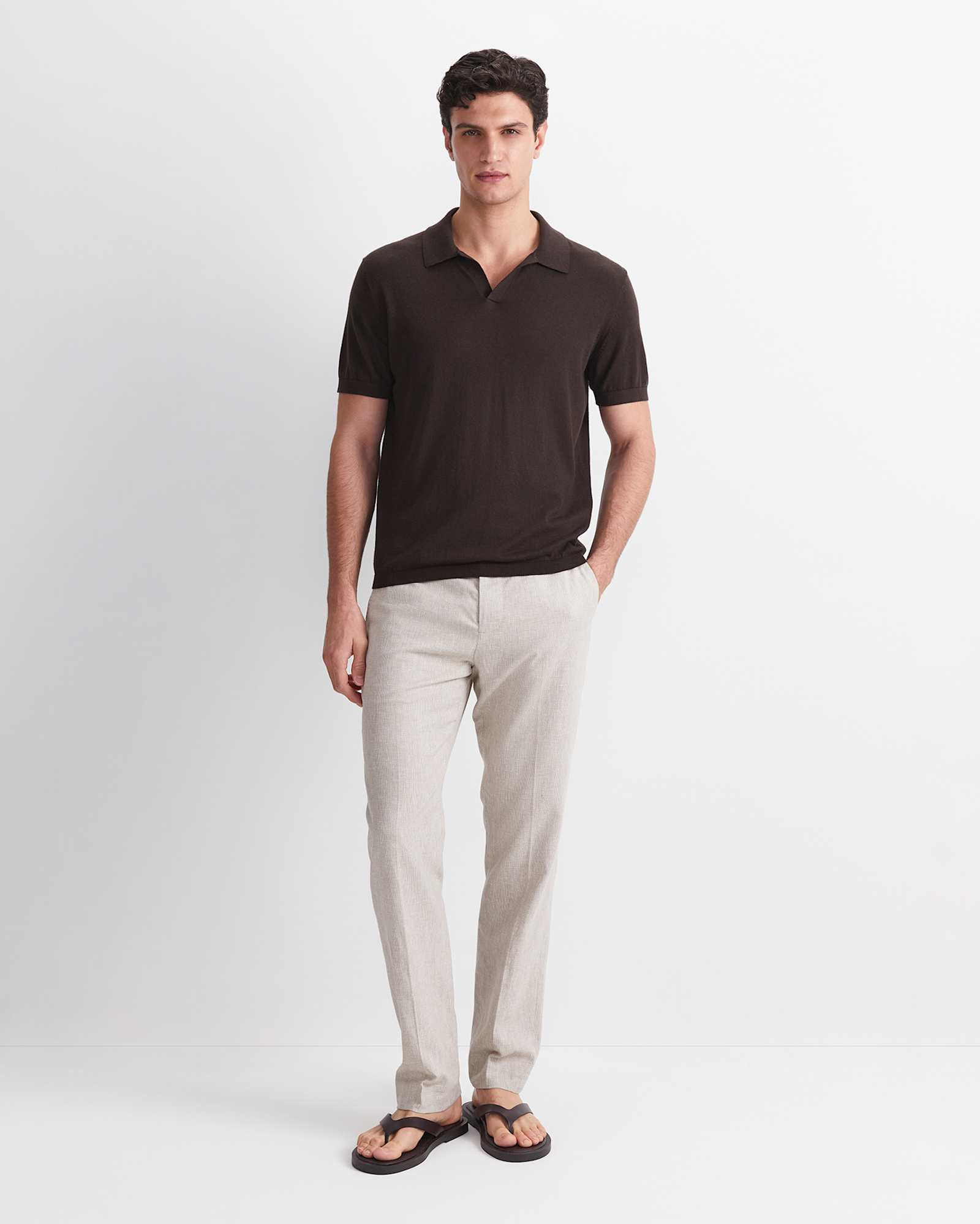 Ojas Knit Polo in CHOCOLATE