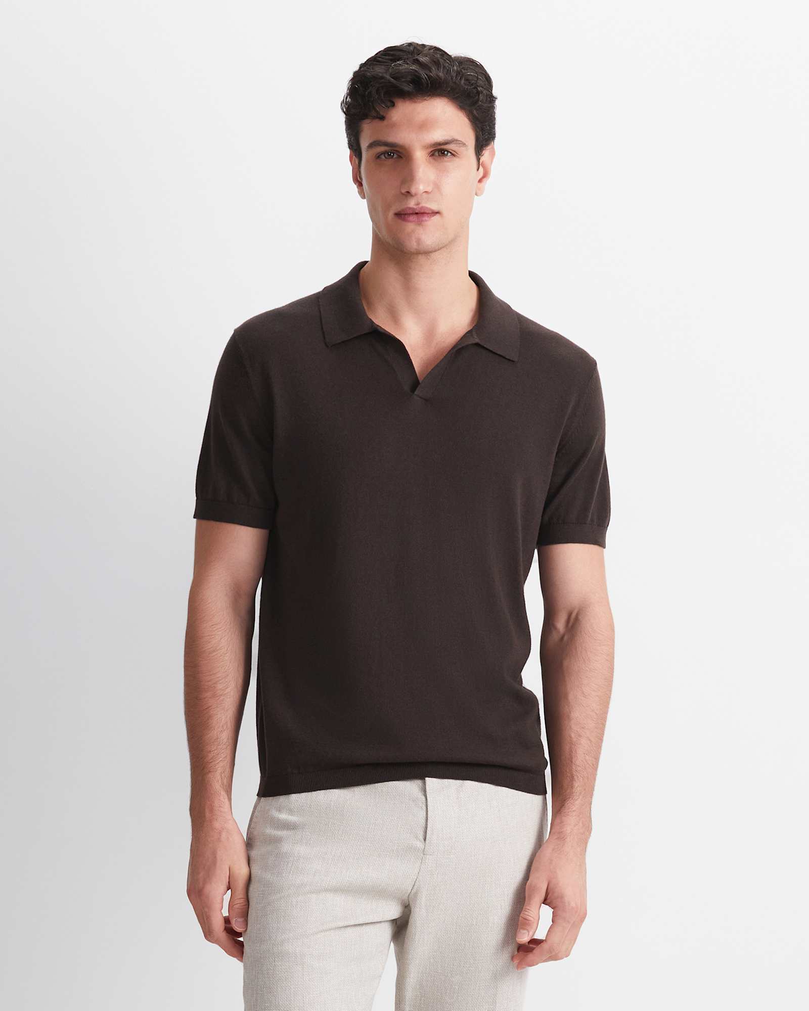 Ojas Knit Polo in CHOCOLATE