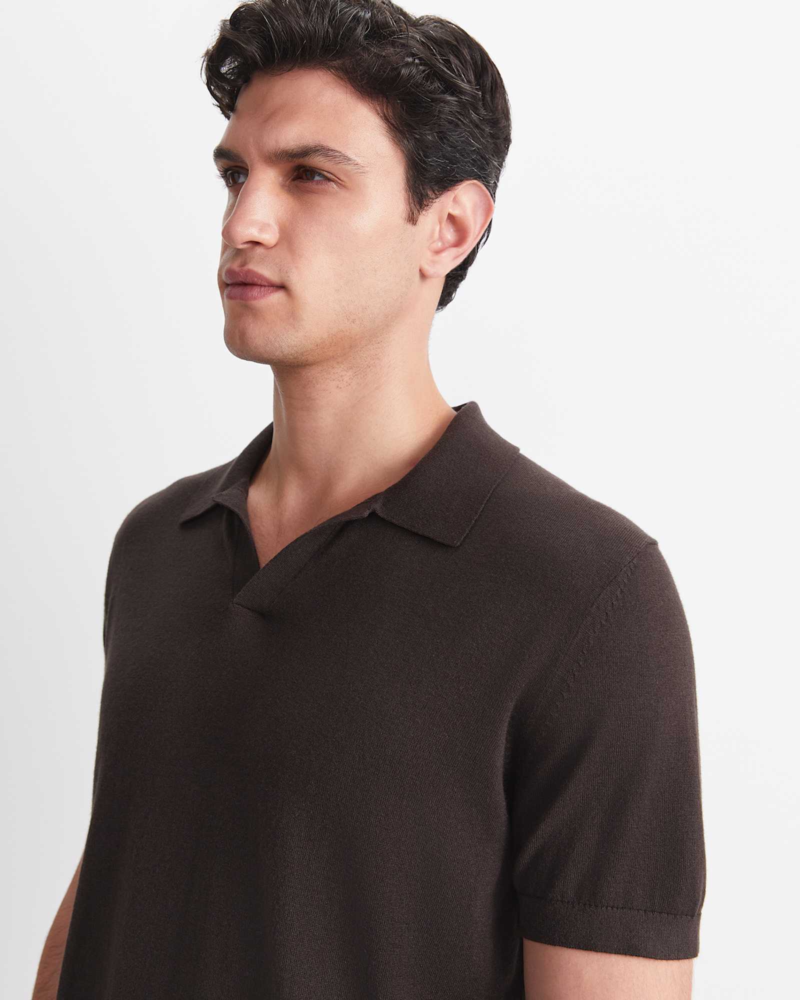 Ojas Knit Polo in CHOCOLATE