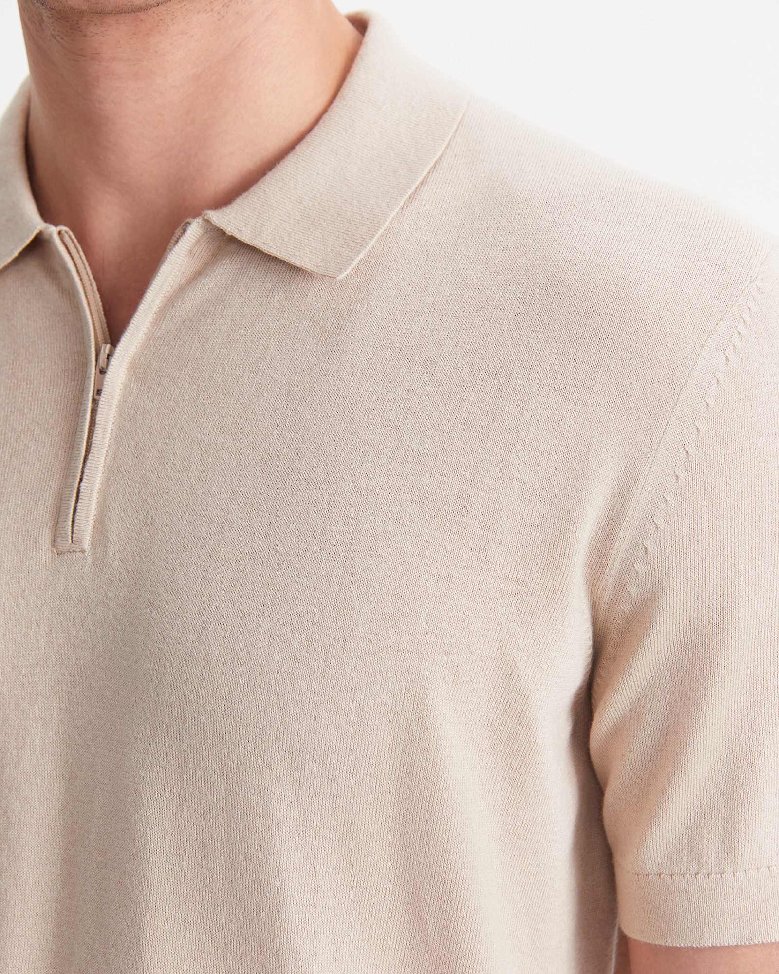 Ojas Zip Knit Polo in NATURAL