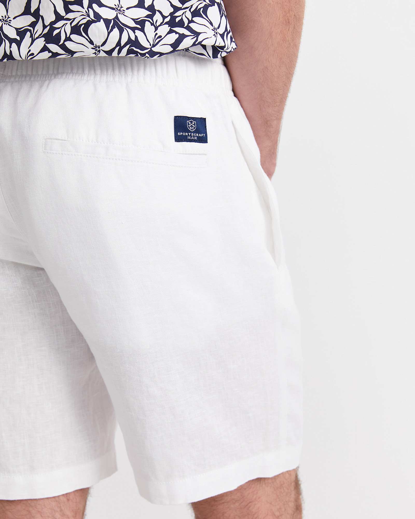 Caffery Yarn-Dyed Linen Short in WHITE