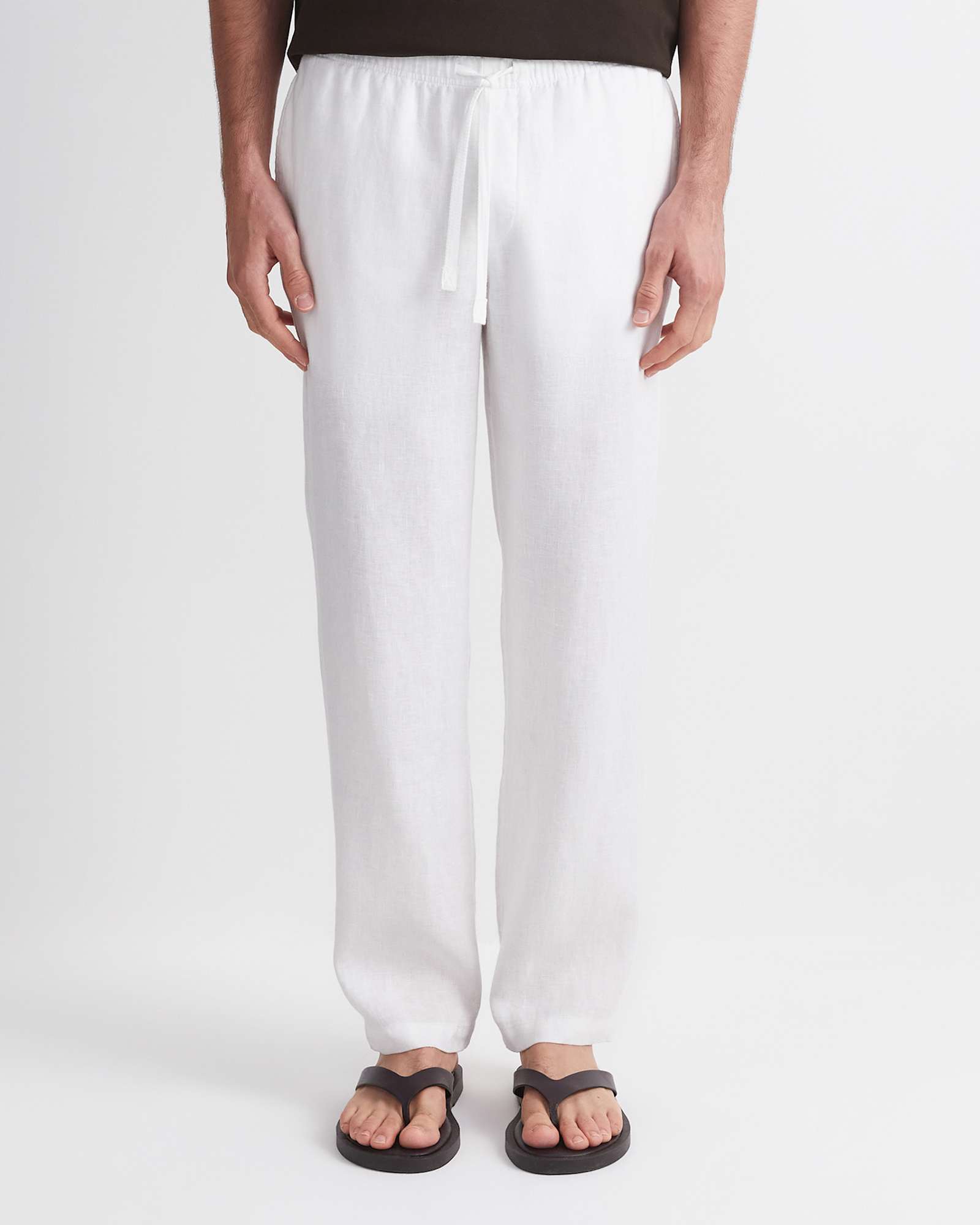 Caffery Yarn-Dyed Linen Pant in WHITE