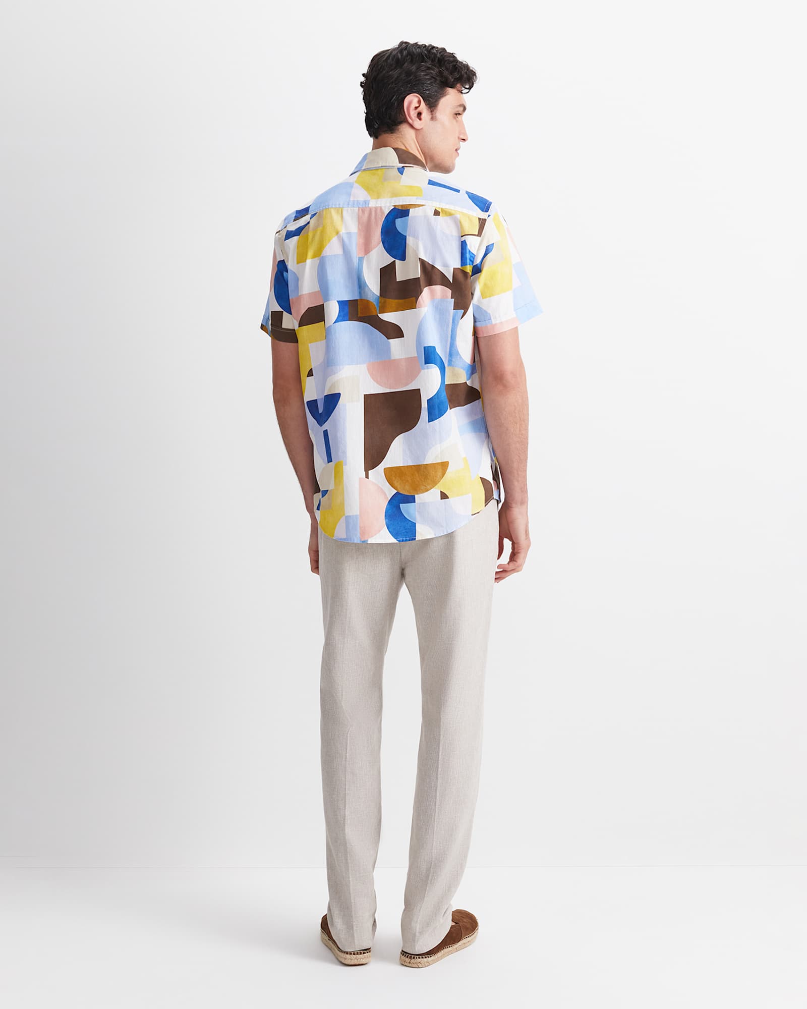 Blake Short Sleeve Print Shirt in YELLOW MULTI