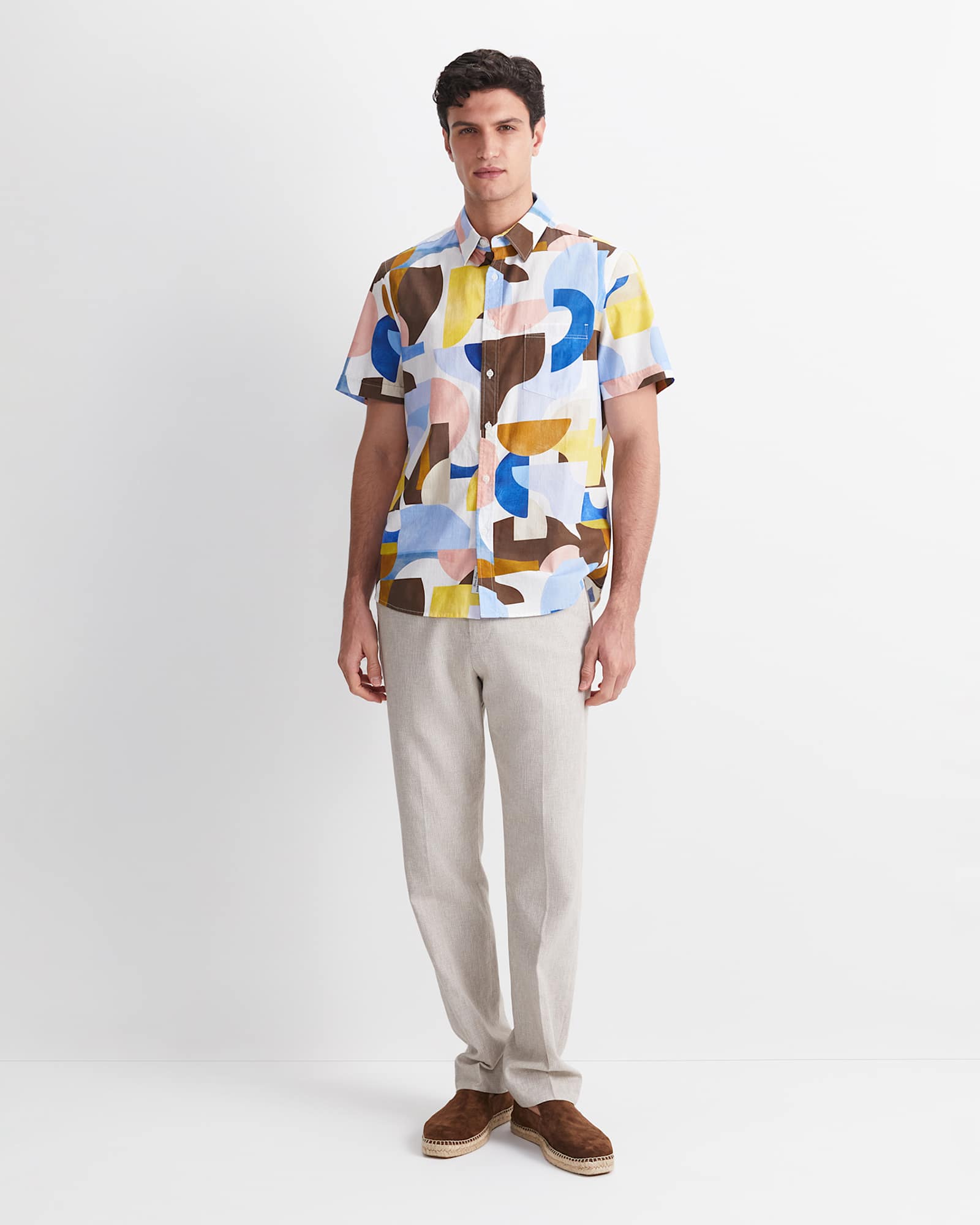 Blake Short Sleeve Print Shirt in YELLOW MULTI