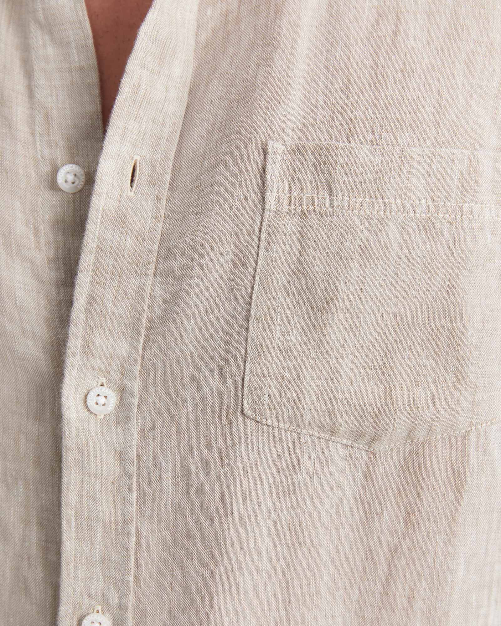 Short Sleeve Yarn-Dyed Linen Shirt in STRING