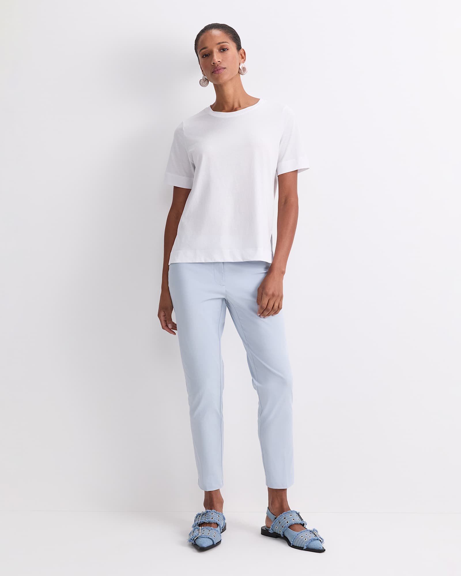 Mercerised Cotton Short Sleeve Tee in WHITE