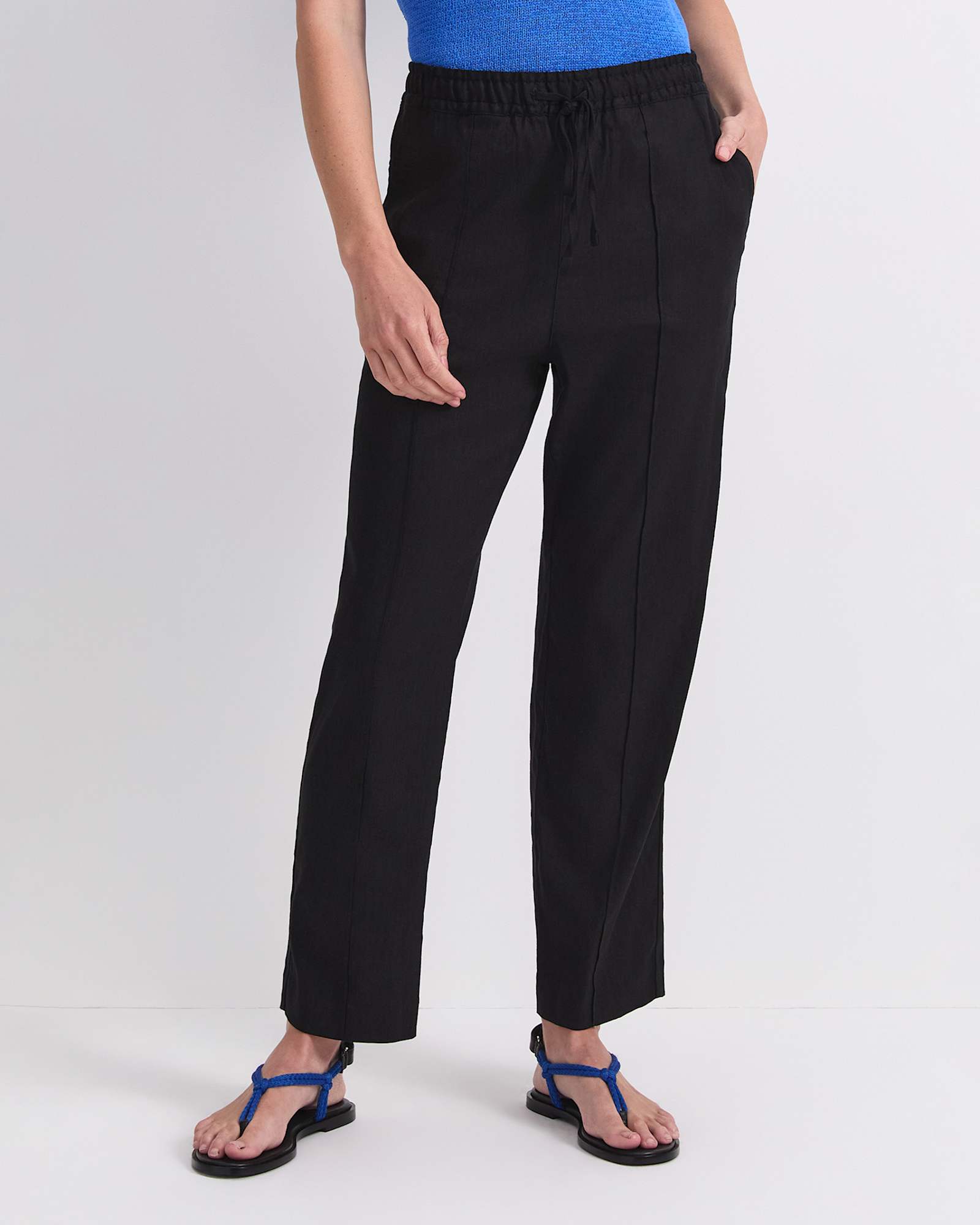 Rosa Tapered Linen Pant in BLACK
