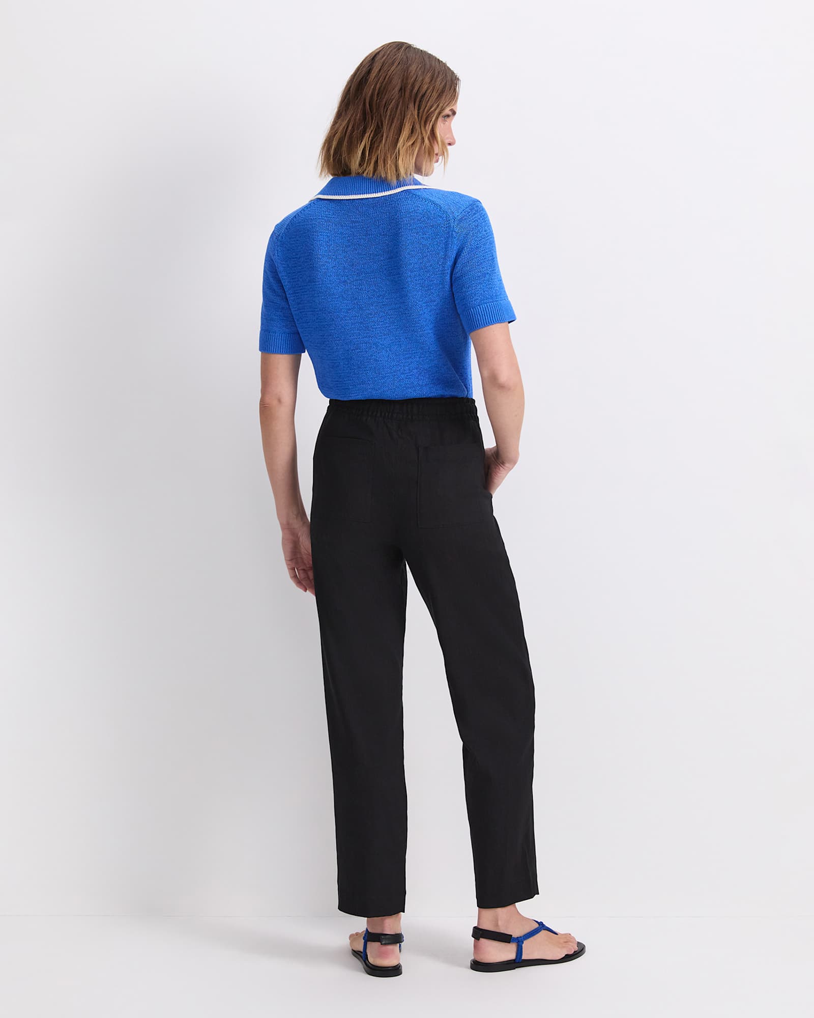Rosa Tapered Linen Pant in BLACK