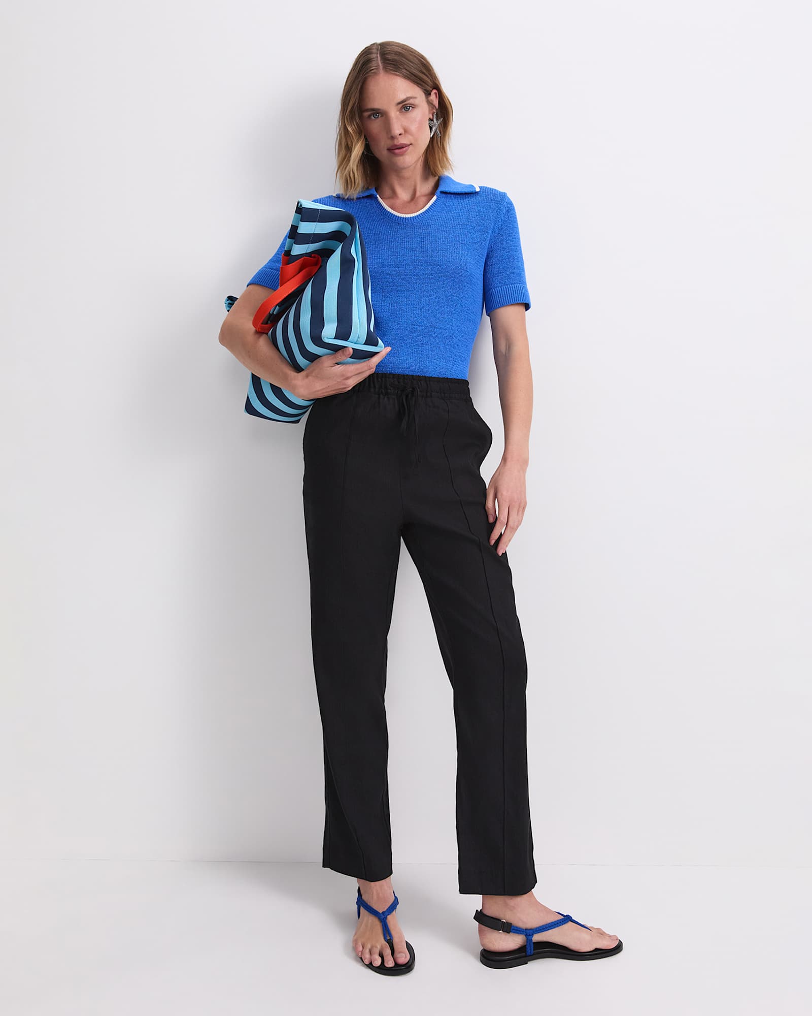 Rosa Tapered Linen Pant in BLACK