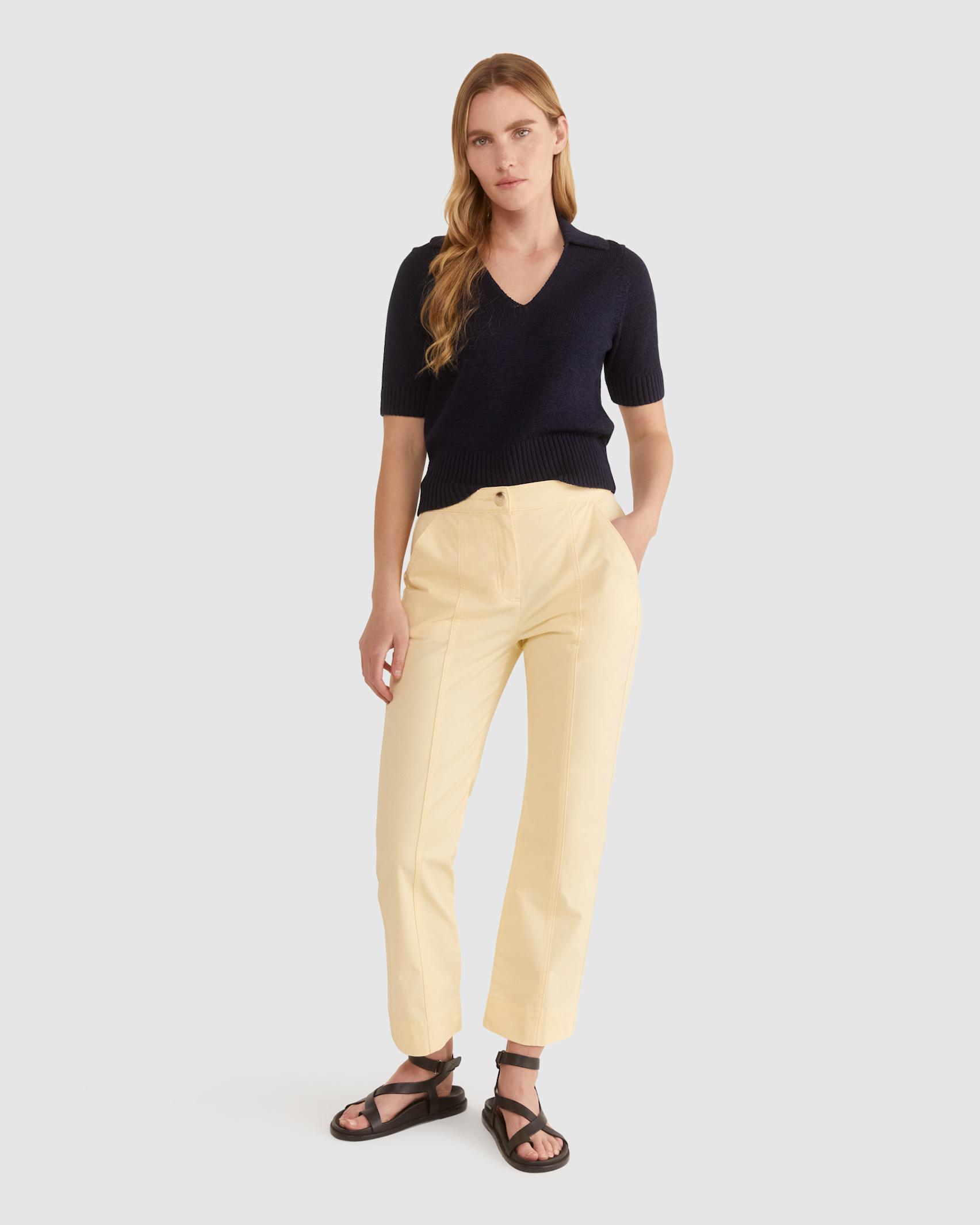 Josie Tape Yarn Polo in NAVY