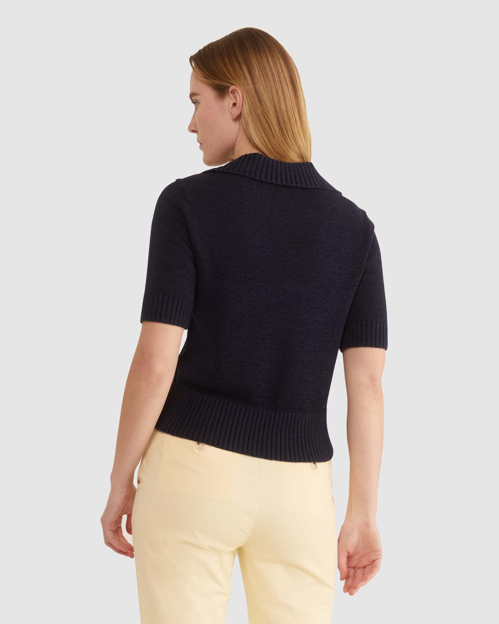 Josie Tape Yarn Polo in NAVY
