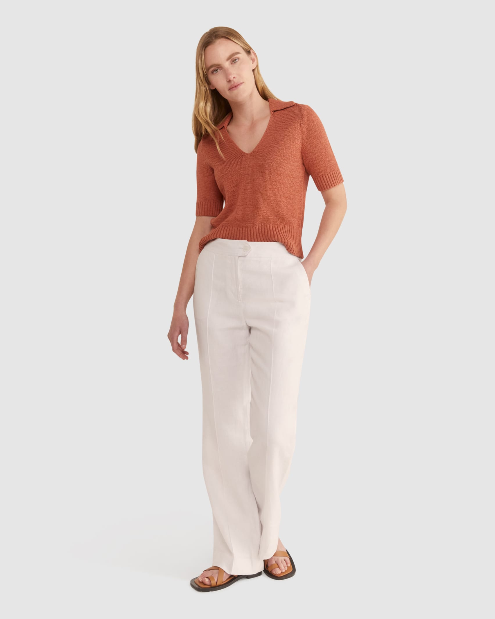 Josie Tape Yarn Polo in SIENNA