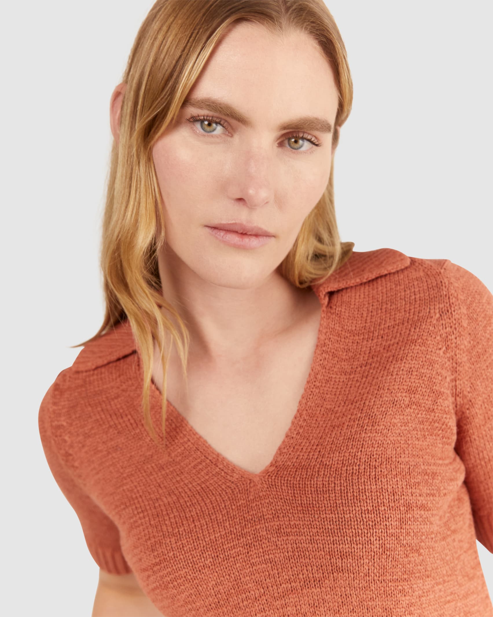 Josie Tape Yarn Polo in SIENNA