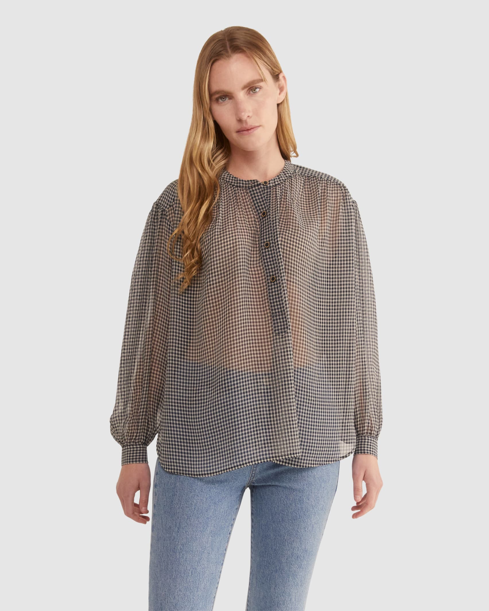 Anderson Blouse in NAVY/IVORY