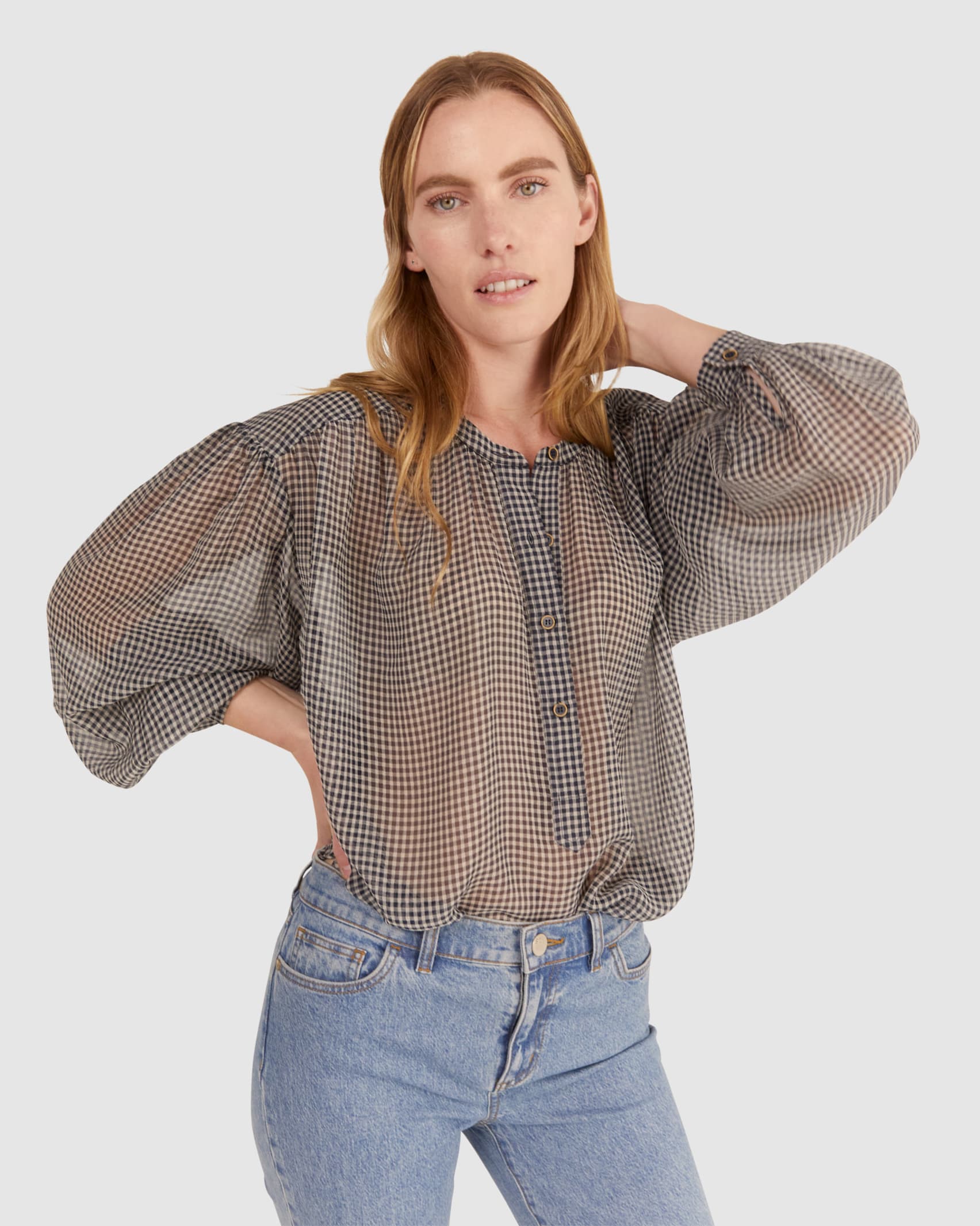Anderson Blouse in NAVY/IVORY