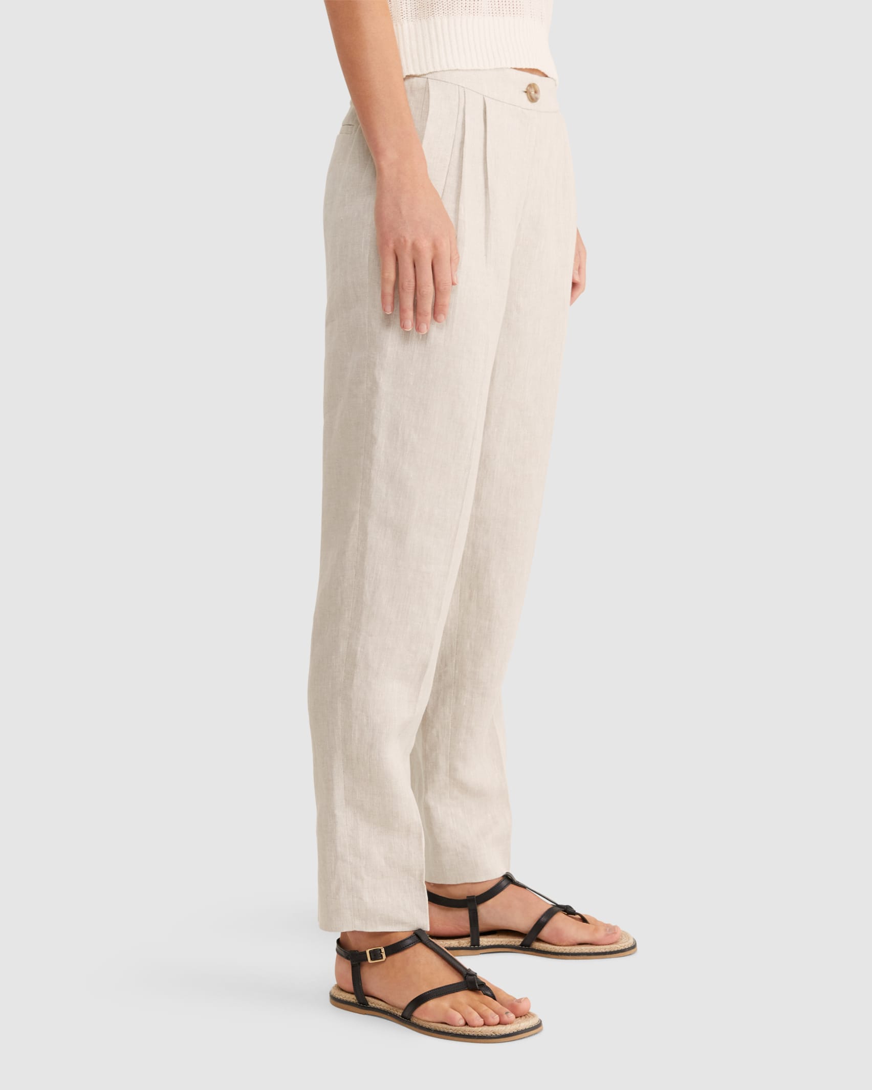 Freya Linen Pant in STRING