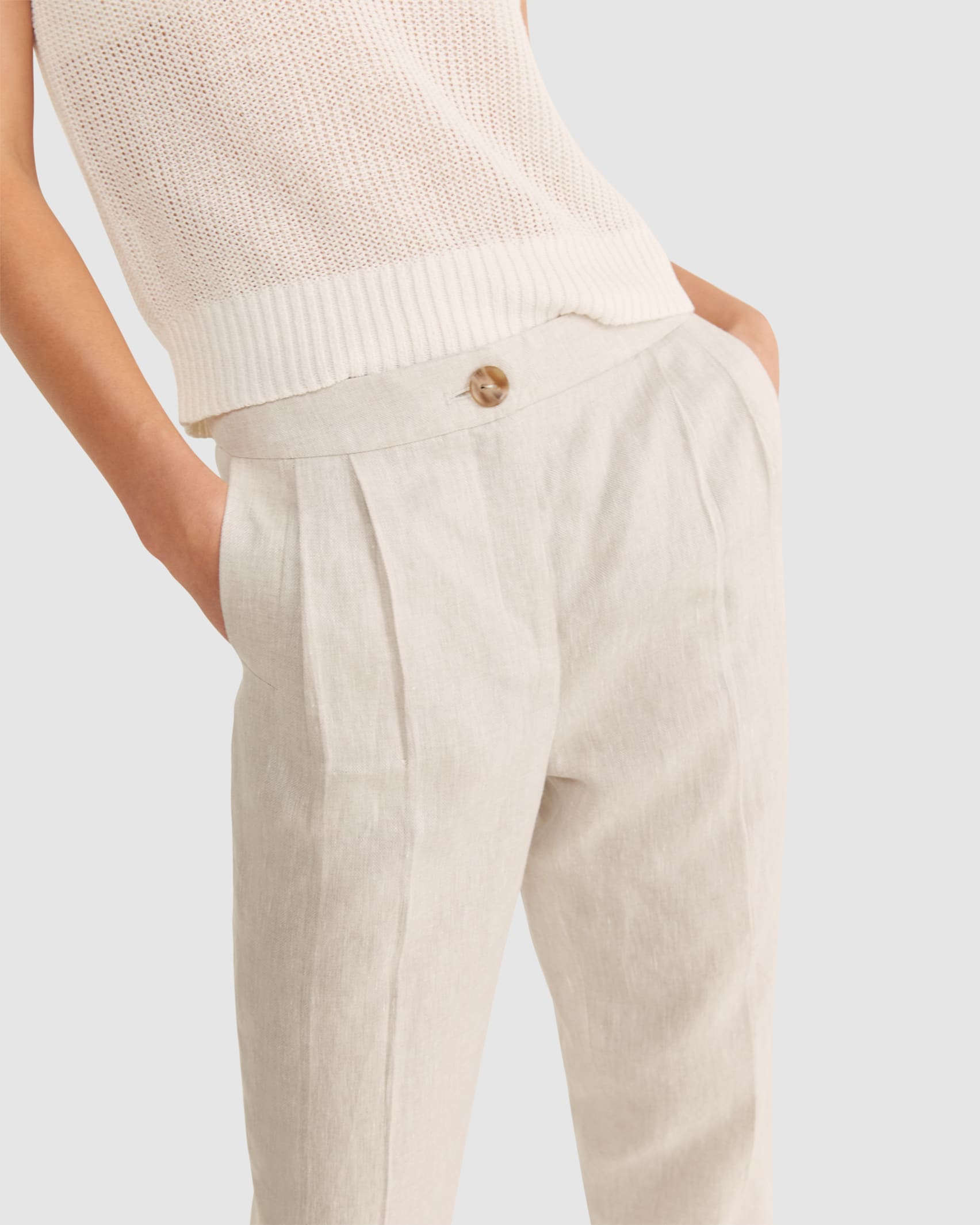 Freya Linen Pant in STRING