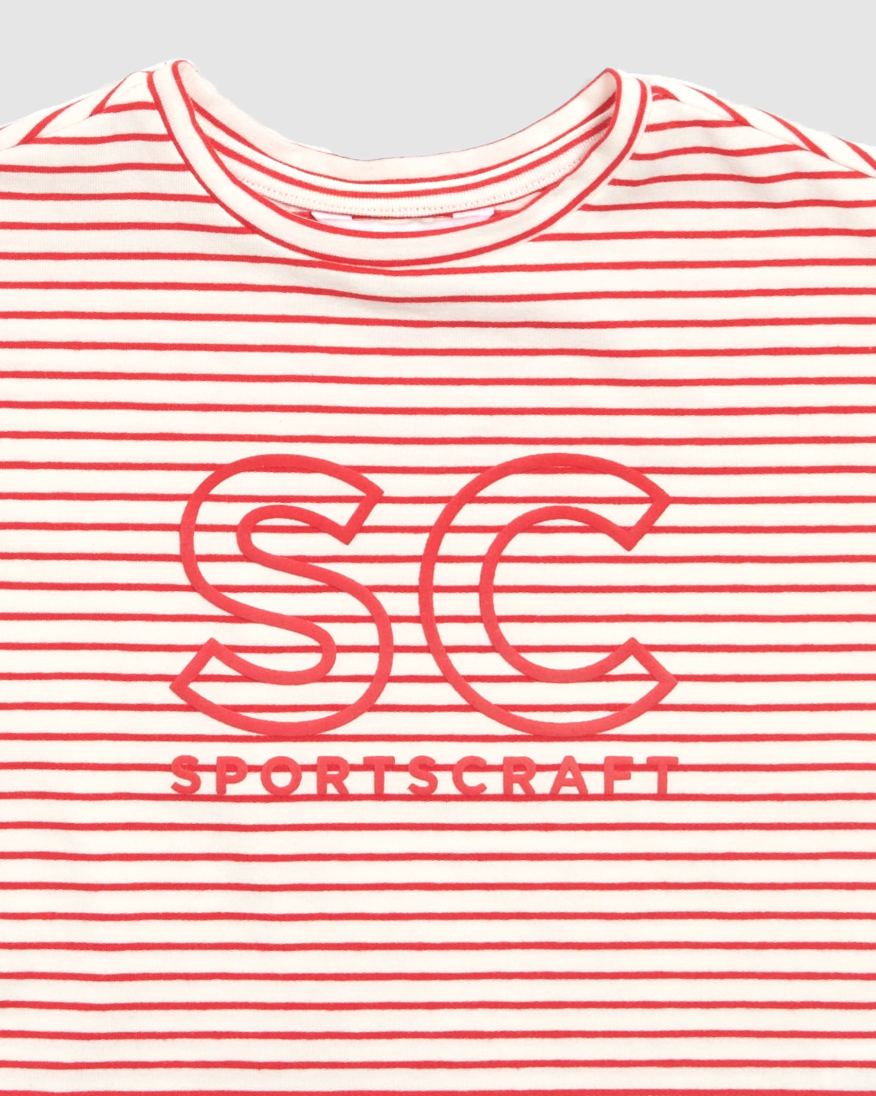 Logo Stripe Tee in WHITE/RED