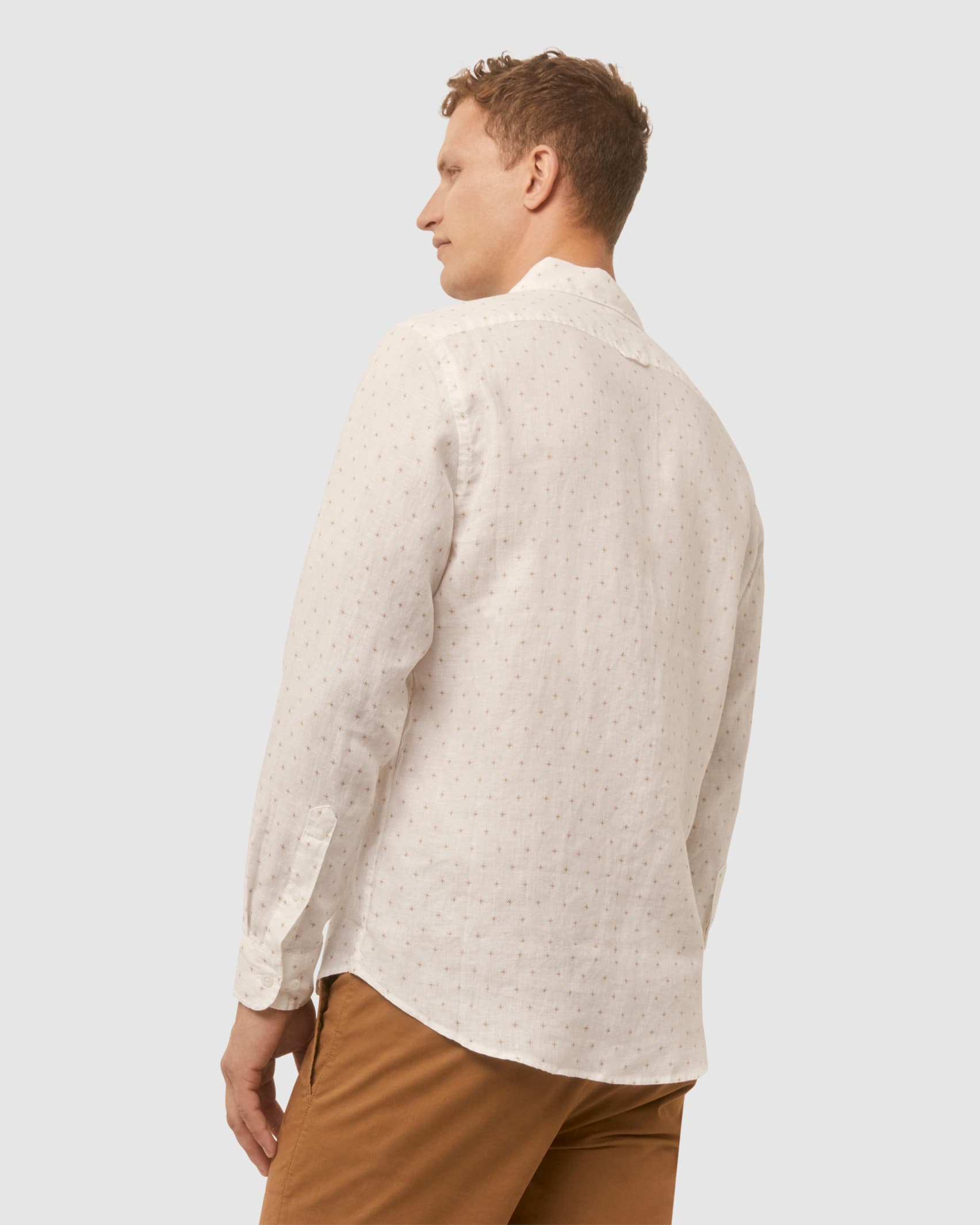 Printed Linen Shirt in LATTE