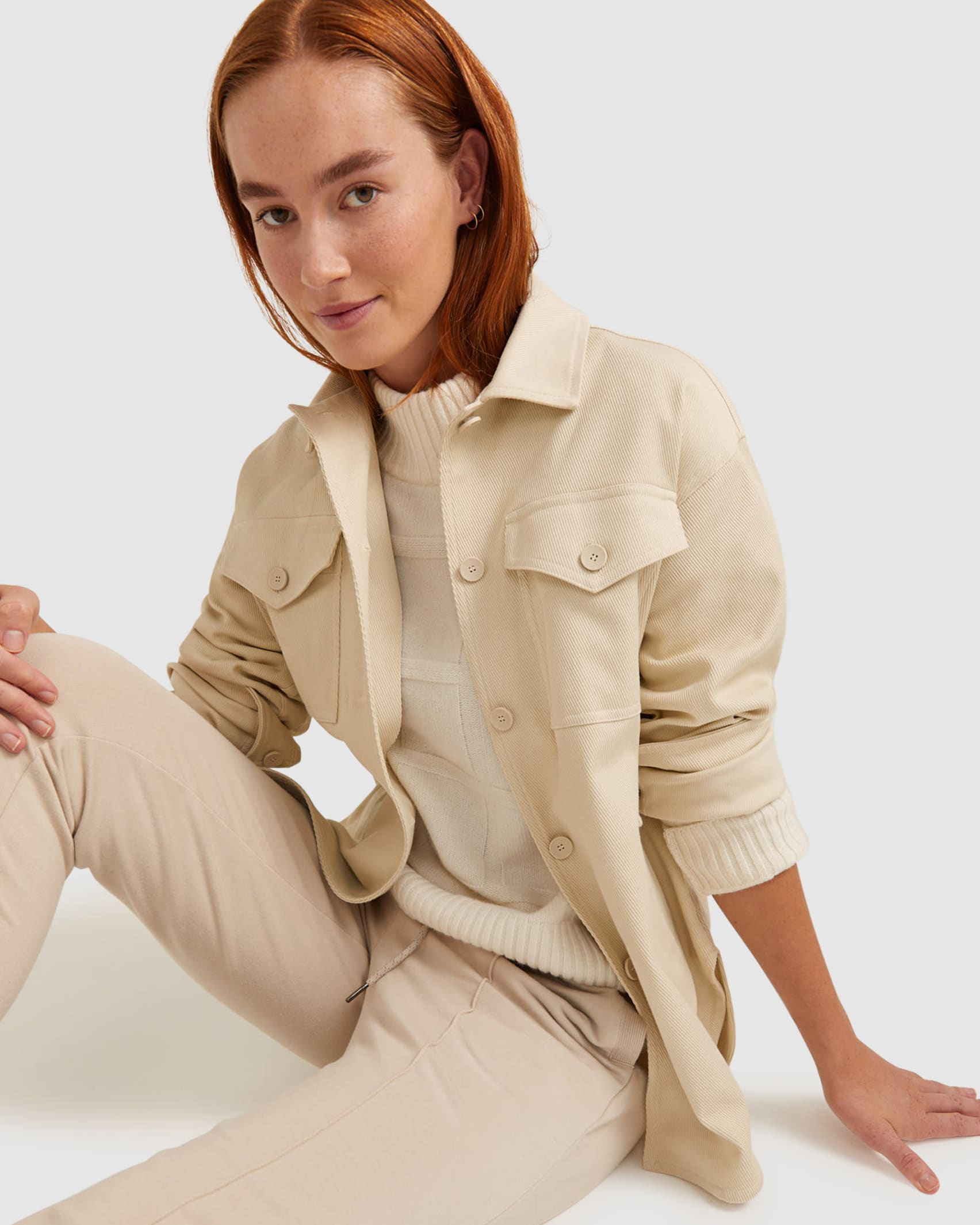 Allyson Overshirt Jacket in BEIGE