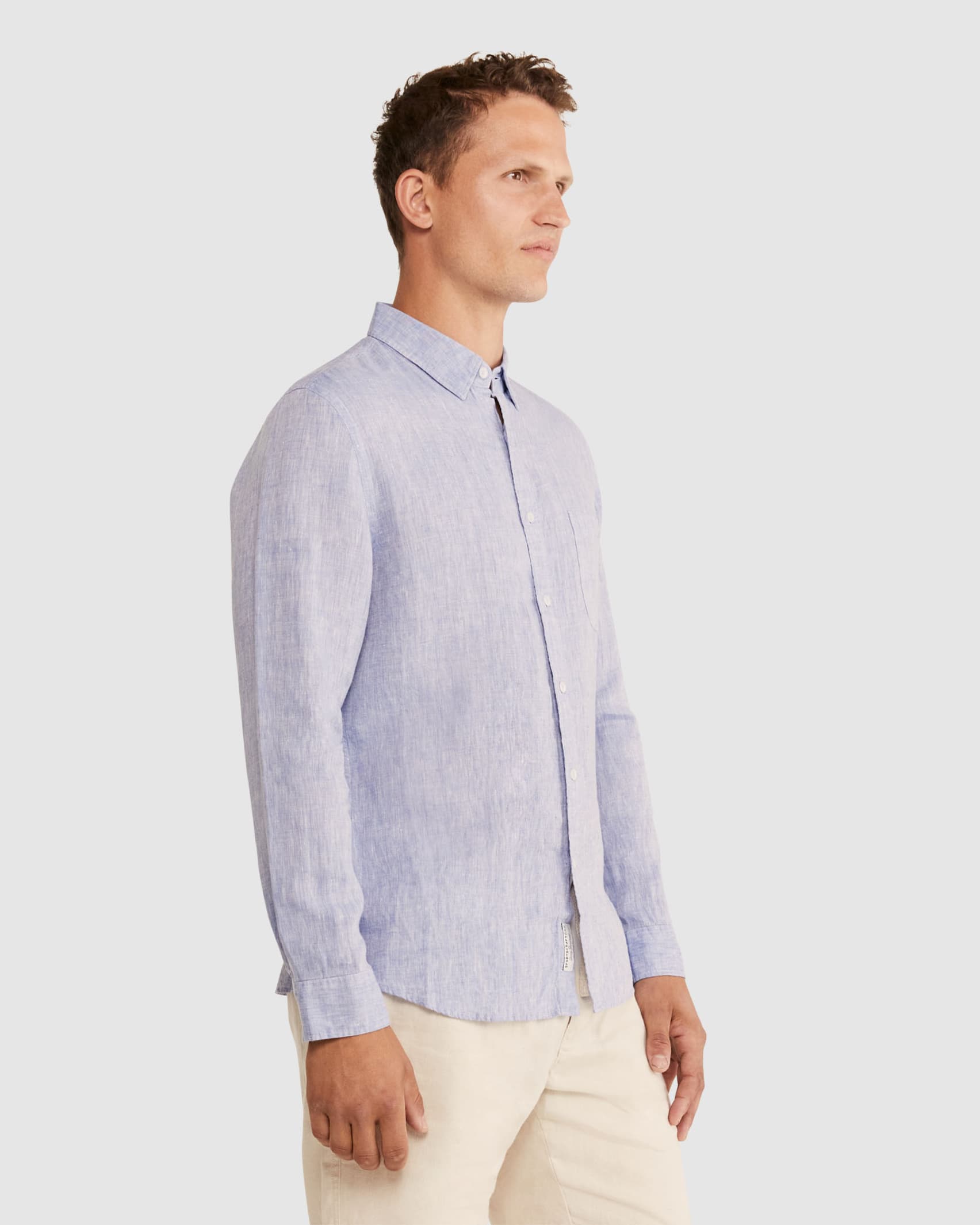 Yarn Dyed Long Sleeve Linen Shirt in CHAMBRAY