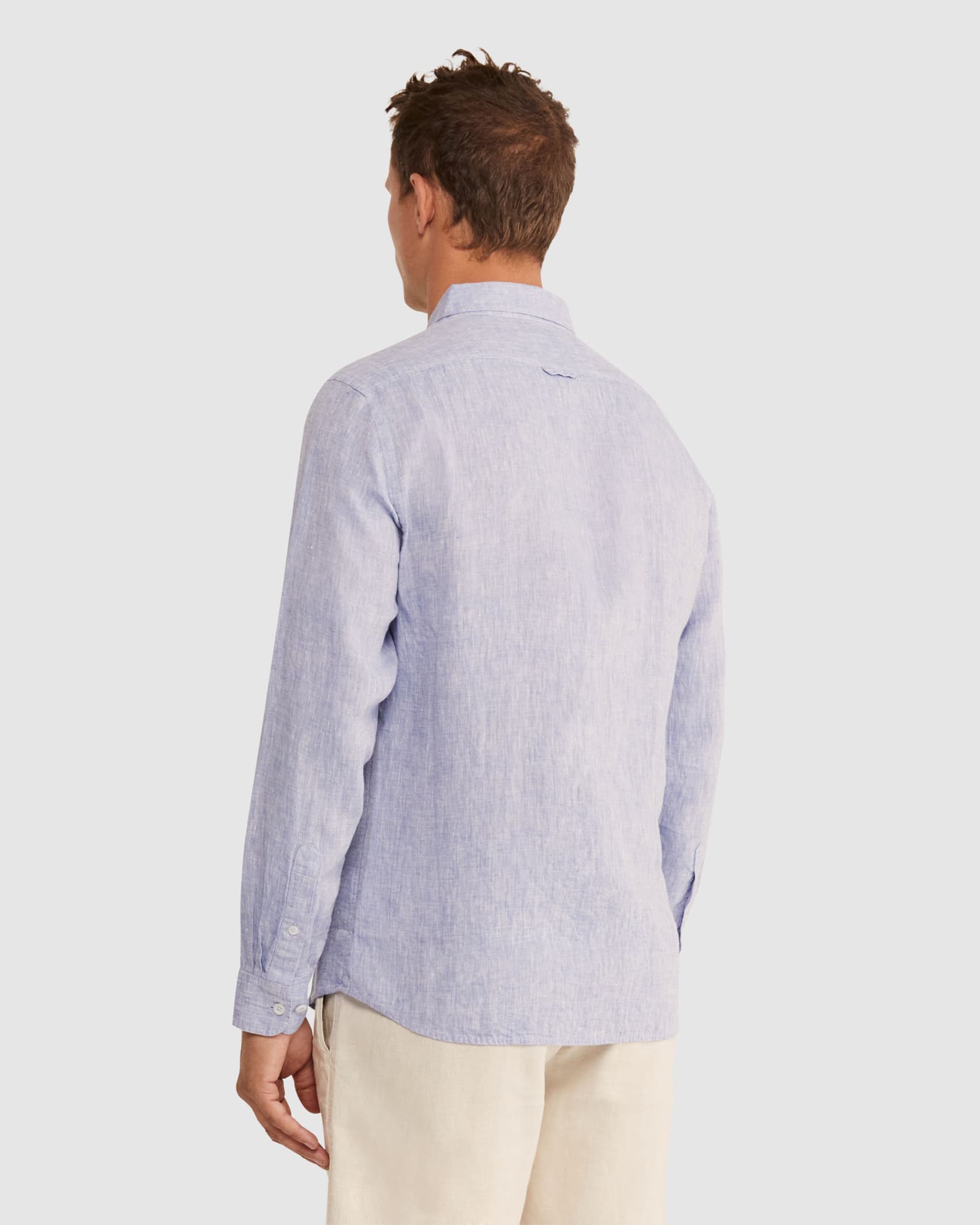 Yarn Dyed Long Sleeve Linen Shirt in CHAMBRAY