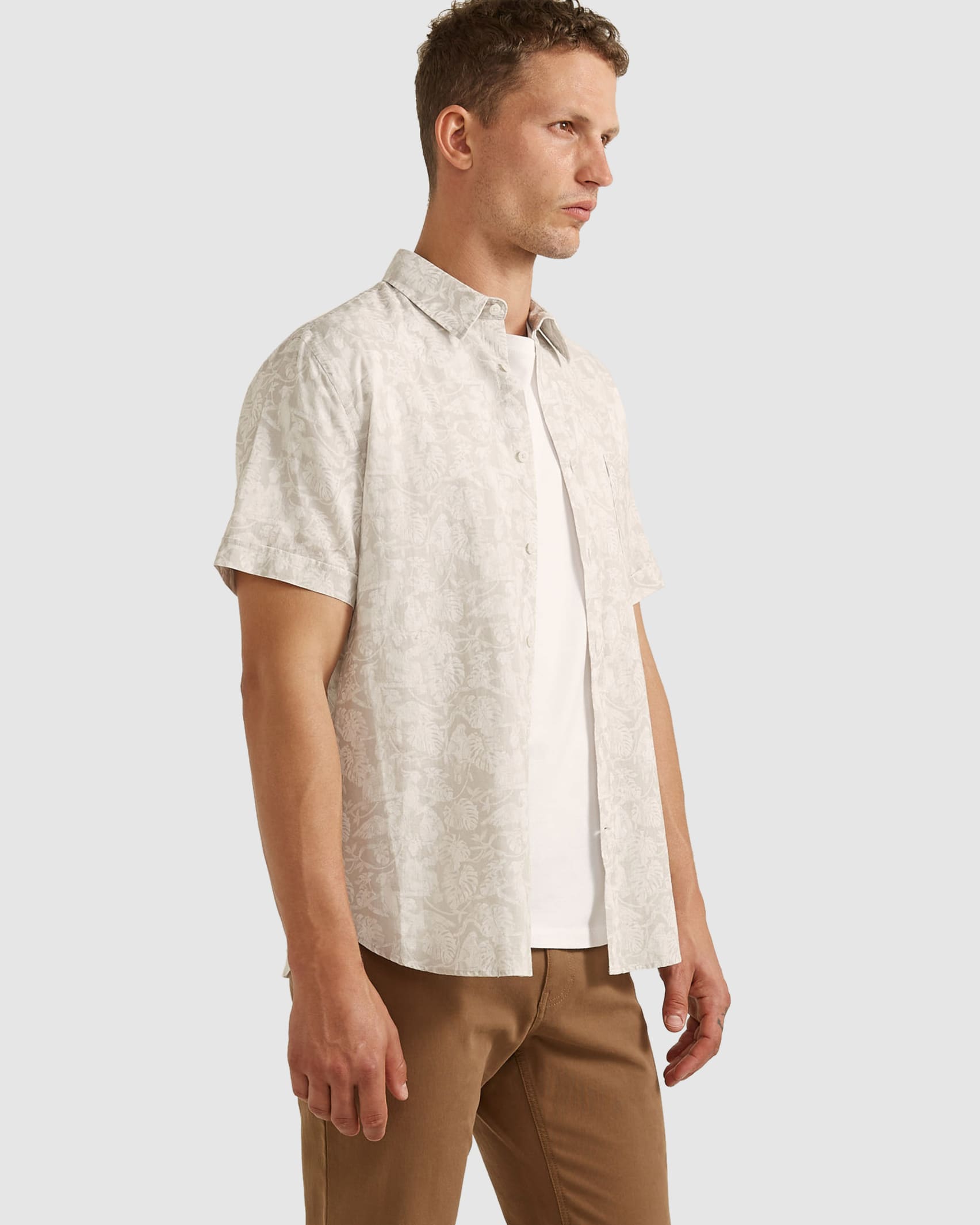 Moores Short Sleeve Tapered Shirt in COOL GREY
