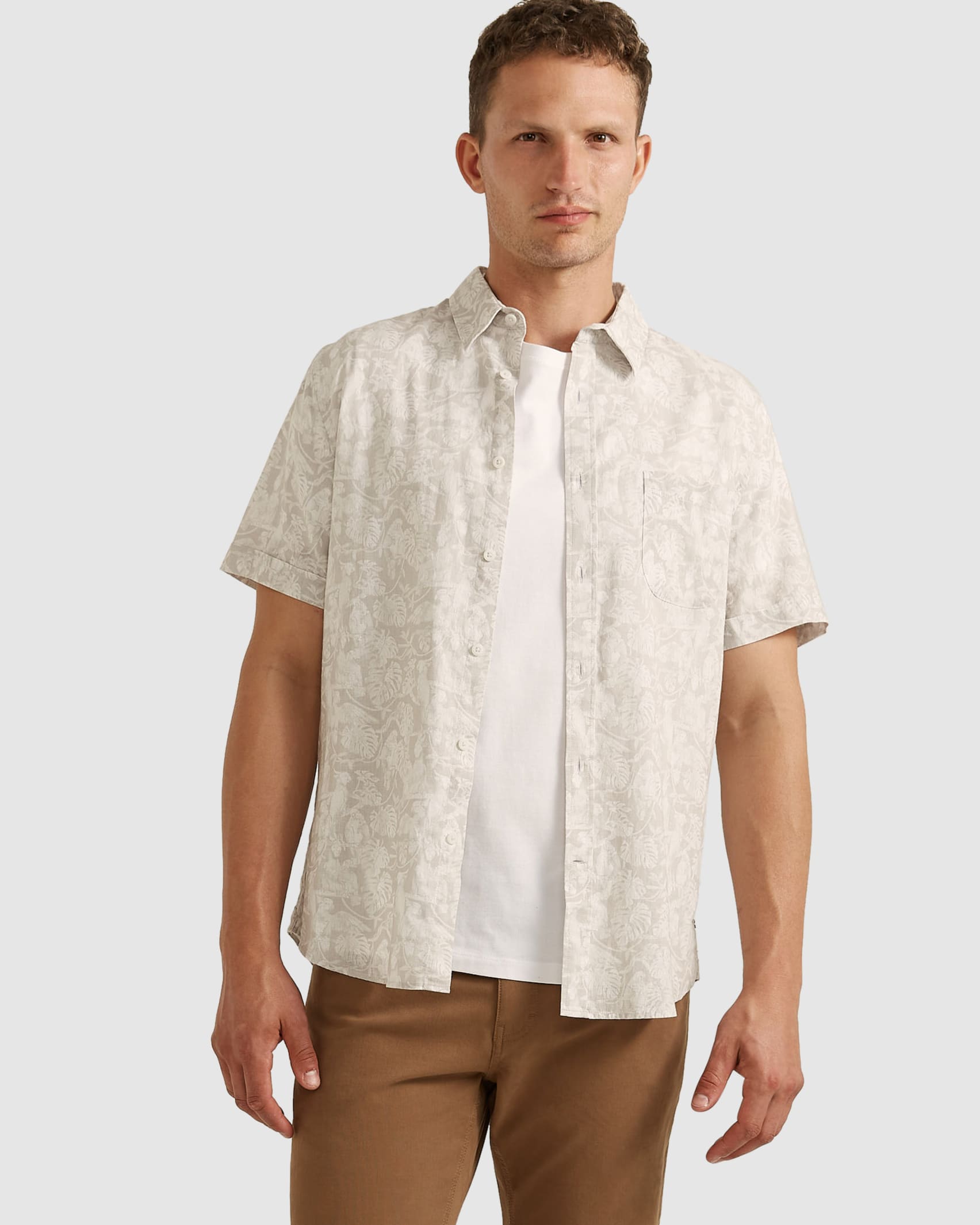 Moores Short Sleeve Tapered Shirt in COOL GREY