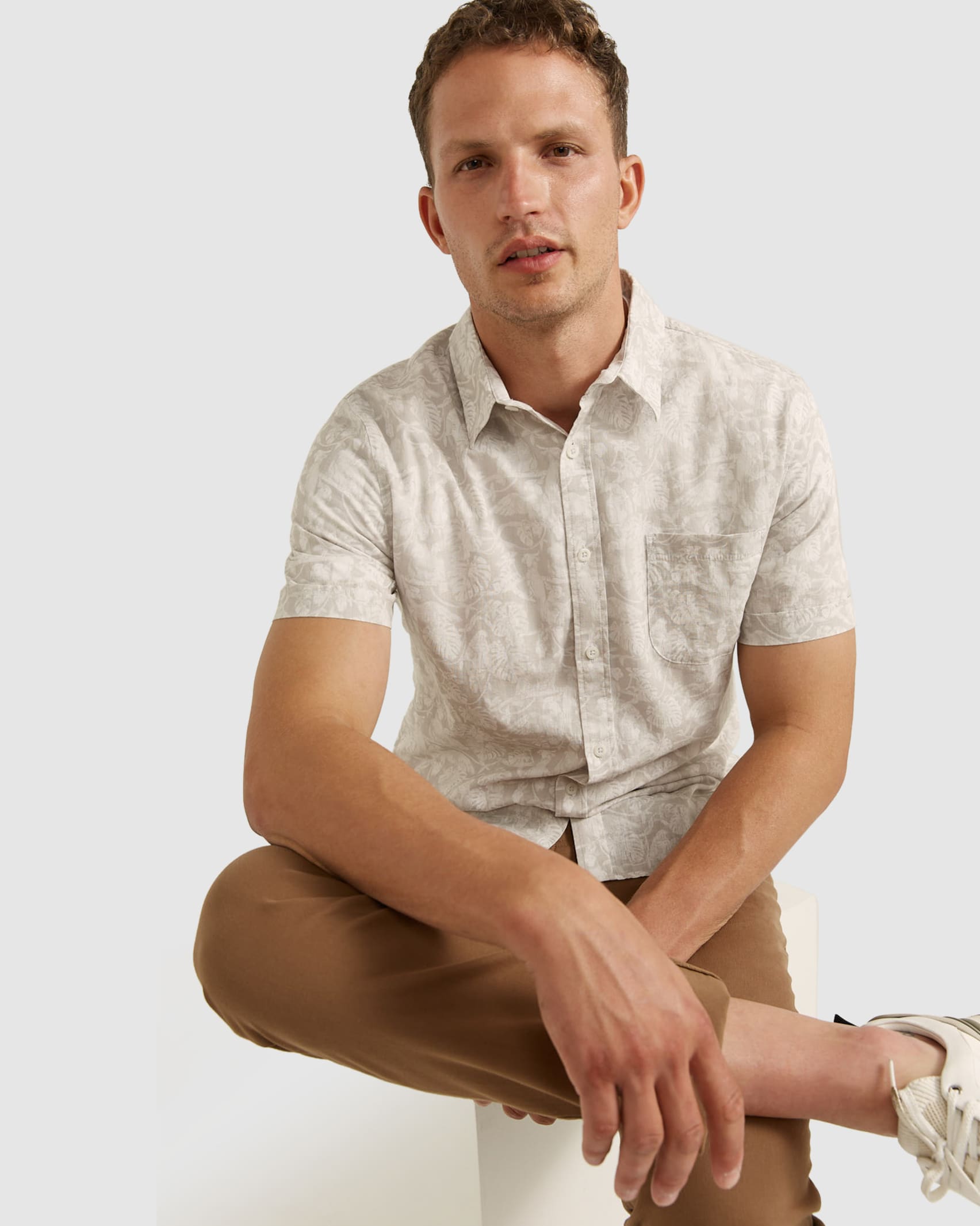Moores Short Sleeve Tapered Shirt in COOL GREY