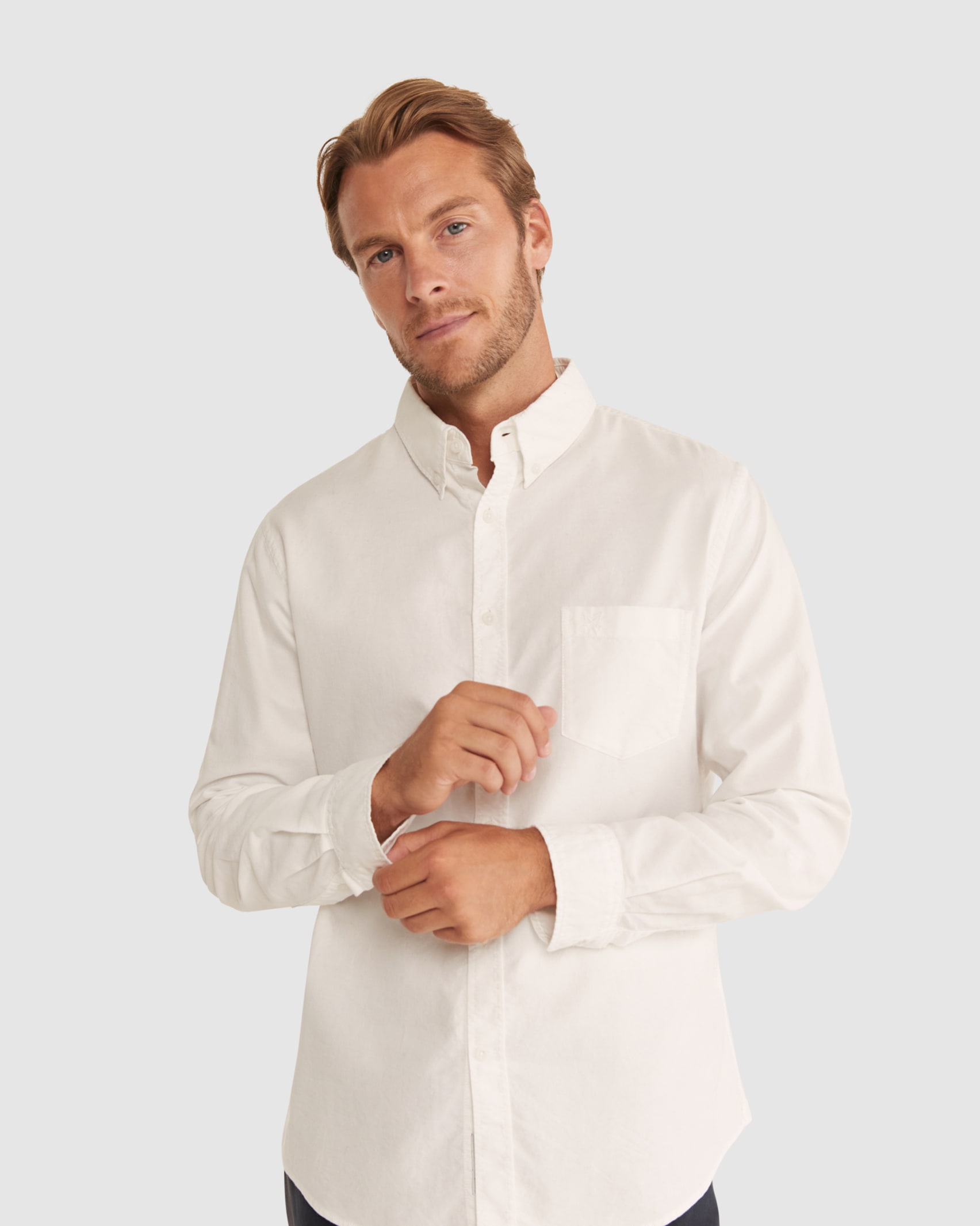 Cotton Long Sleeve Shirt in WHITE