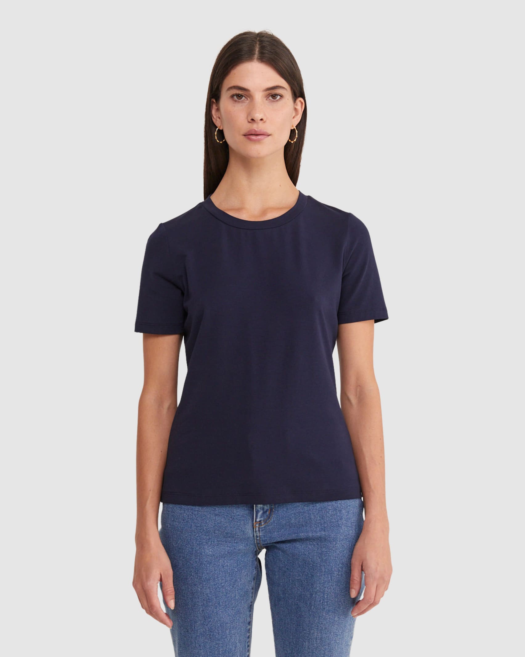 Crew Neck T Shirt in NAVY