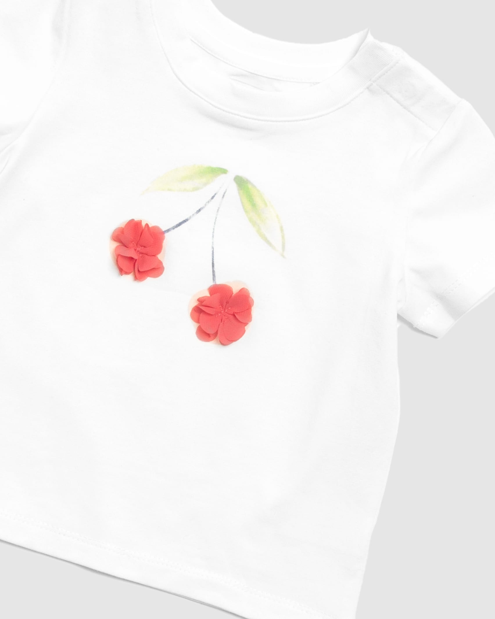 Lucy Floral Applique Baby Tee in WHITE