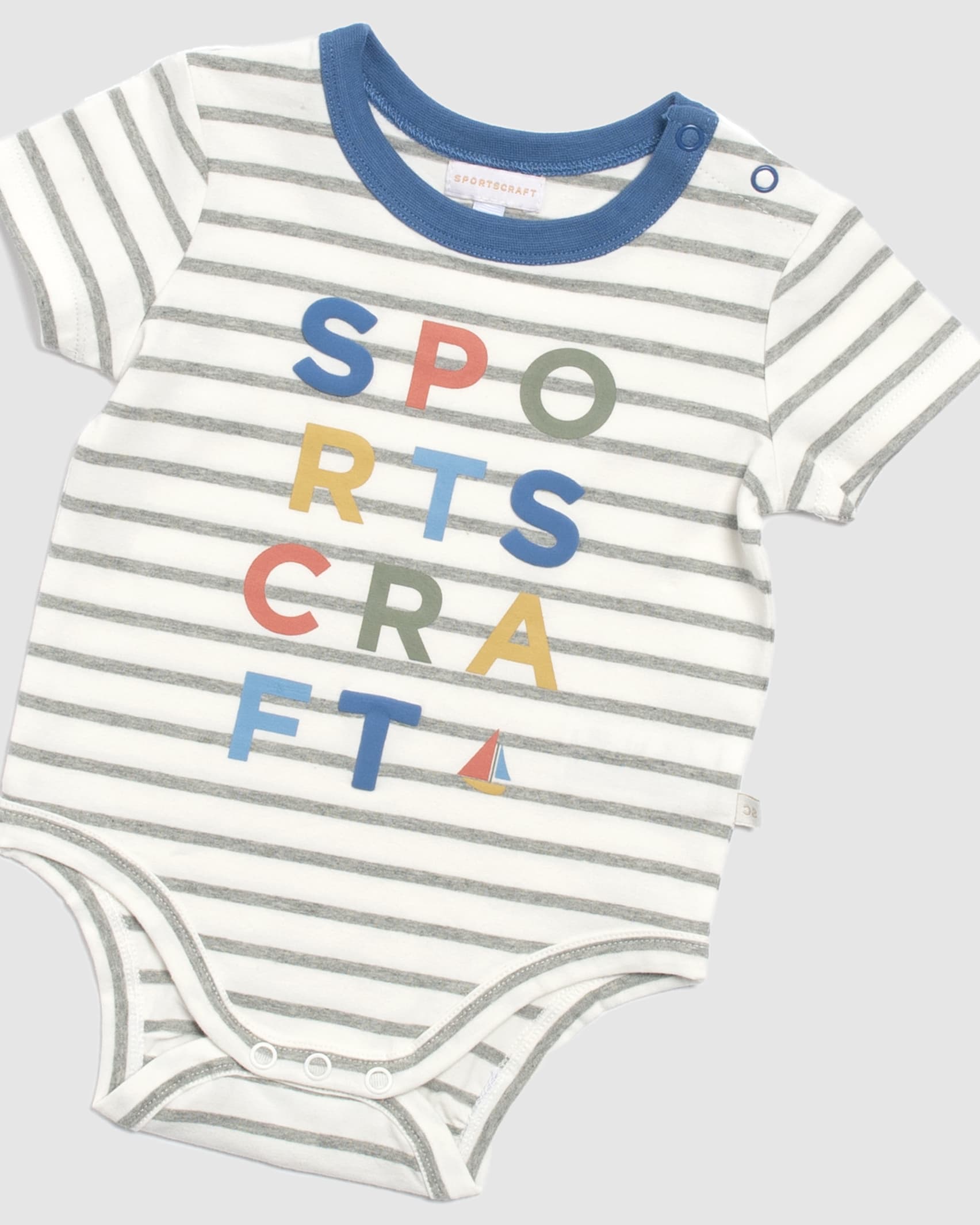 Tommy Logo Stripe Baby Bodysuit in GREY STRIPE