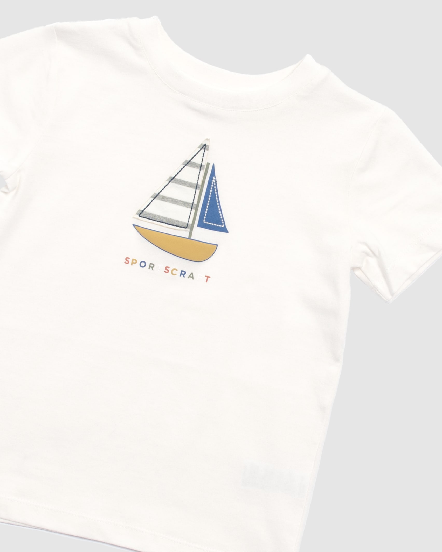 Sail Boat Cotton Short Sleeve Tee in WHITE