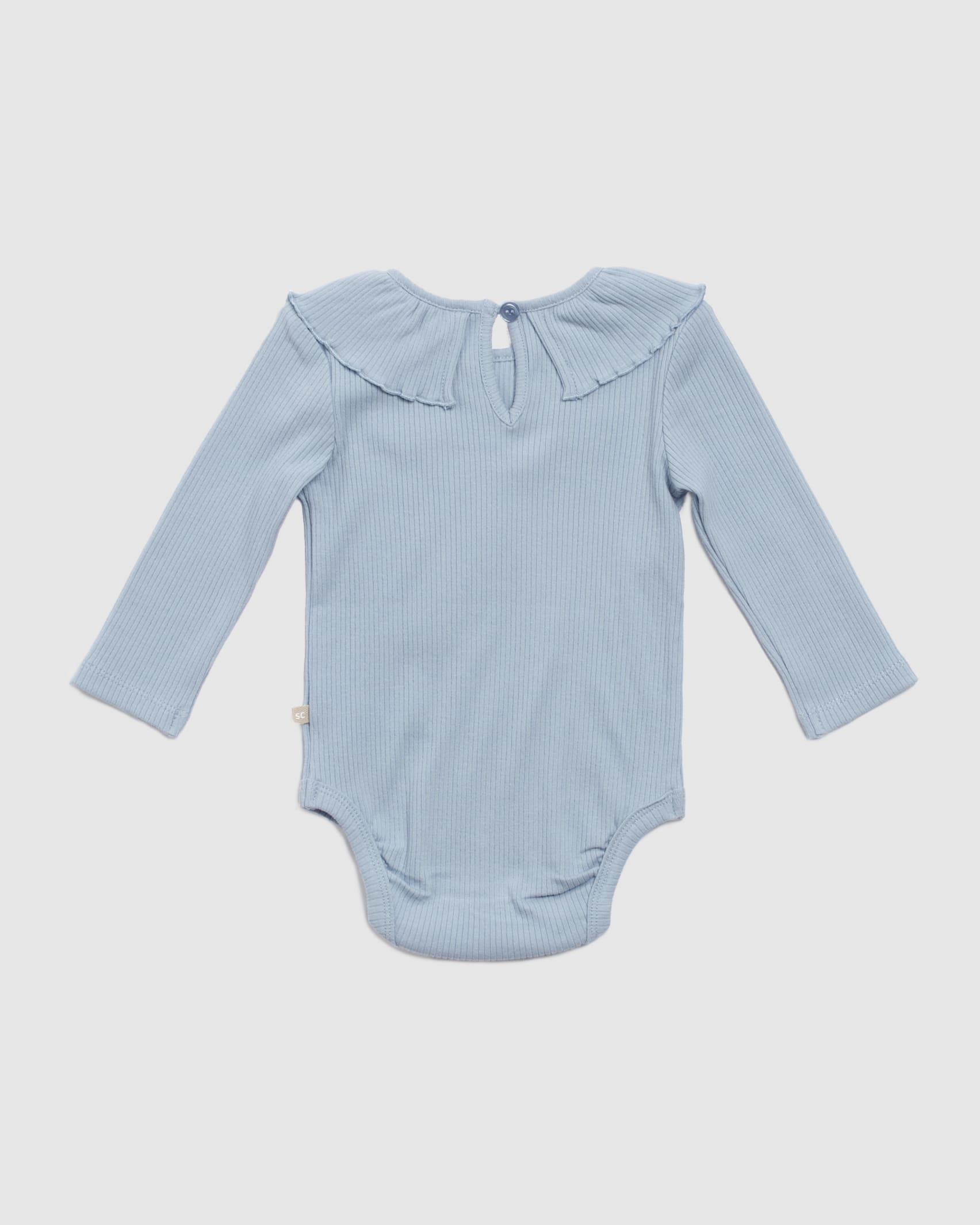 Ruby Rib Frill Baby Bodysuit in LIGHT BLUE